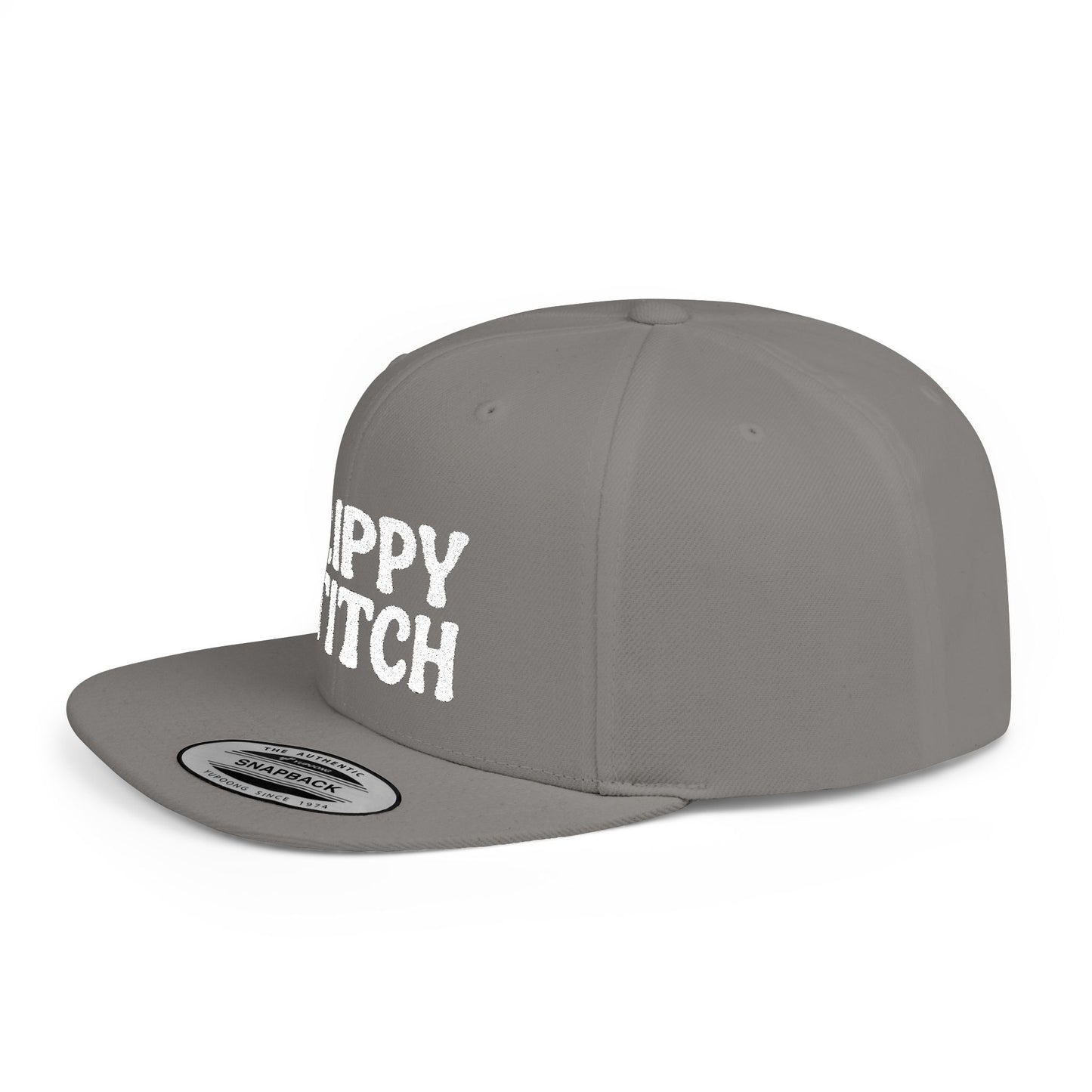 Trippy Stitch ALL WHITE FONT Flat Bill Snapback