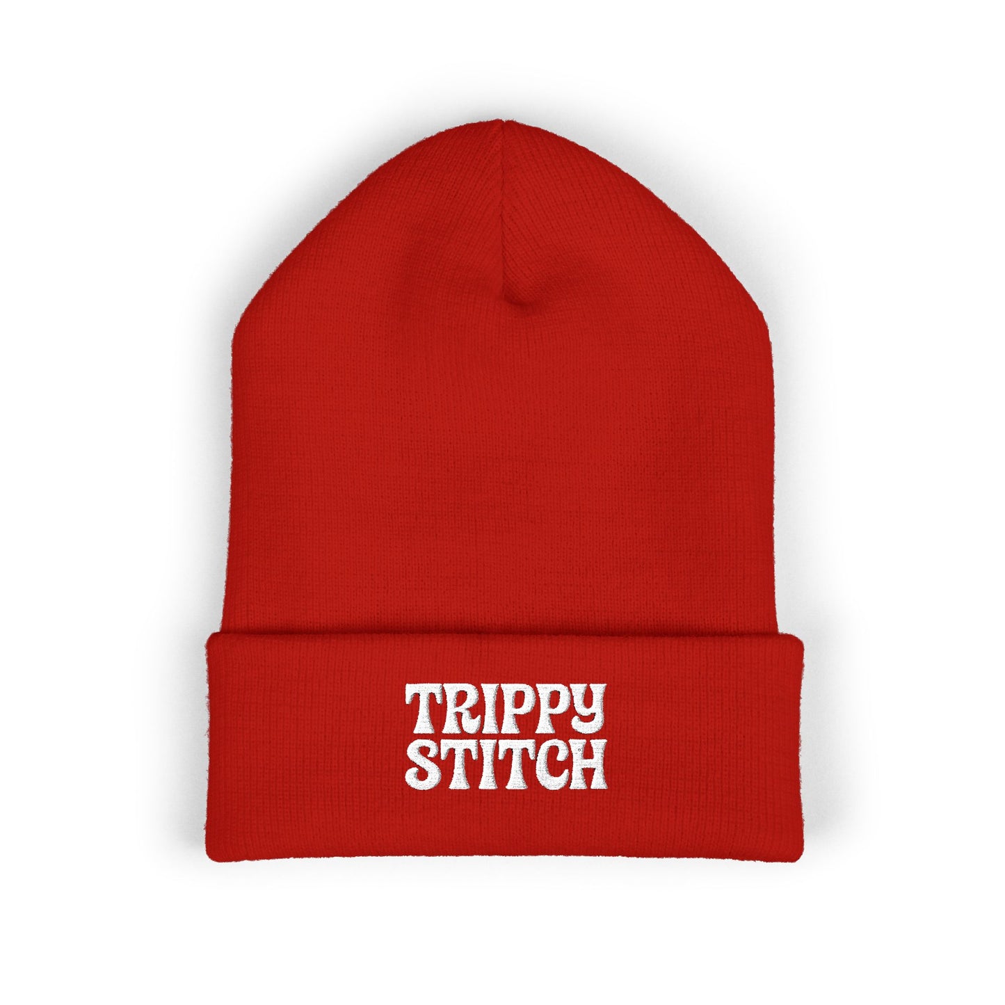 Trippy Stitch Classic Cuffed Beanie - Cozy Embroidered Knit Hat, Winter Accessories, Gift for Him/Her, Casual Beanie, Trendy Knitwear