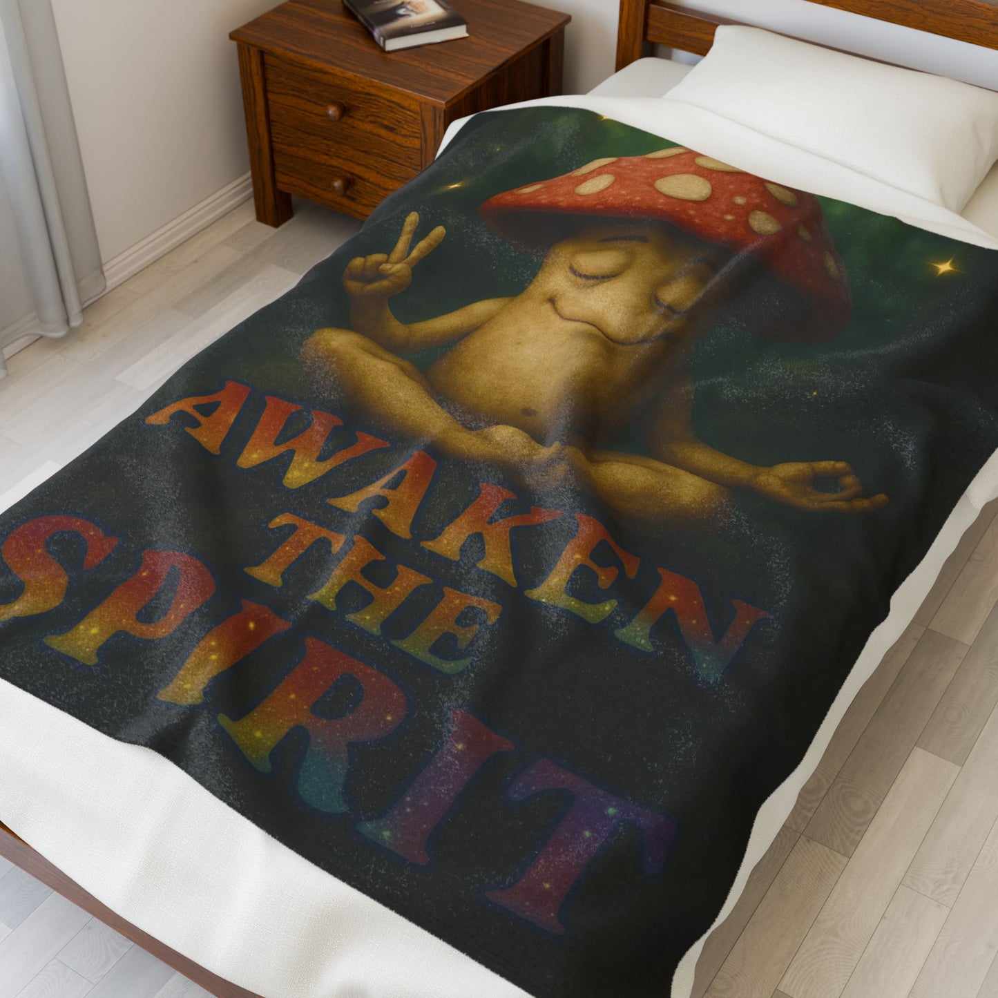 Mani the Mushroom AWAKEN THE SPIRIT Plush Blanket