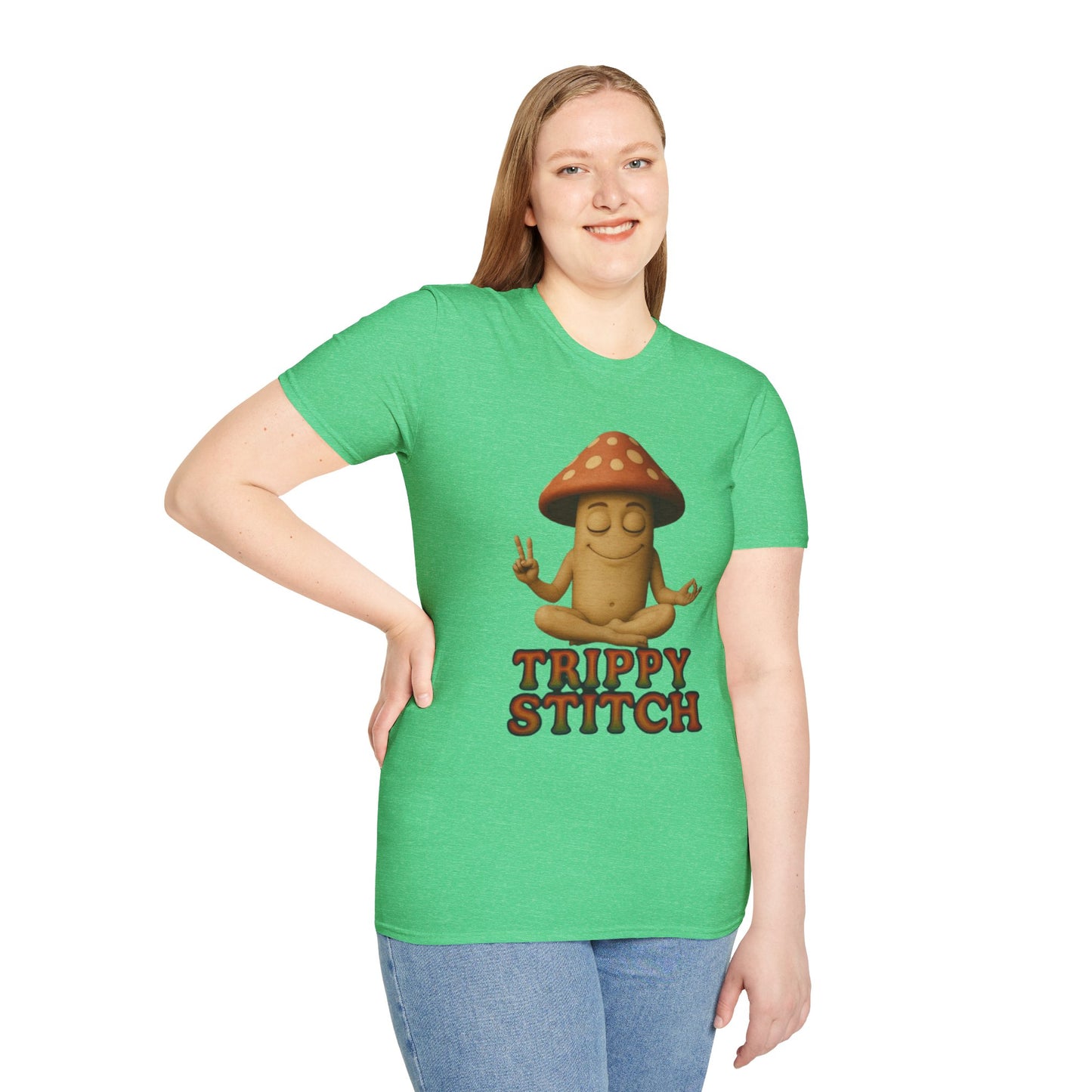 Mani the Mushroom T-Shirt - Unisex Softstyle Tee, Casual Humor Gift, Mindfulness Apparel, Trendy Streetwear, Unique Relaxed Wear