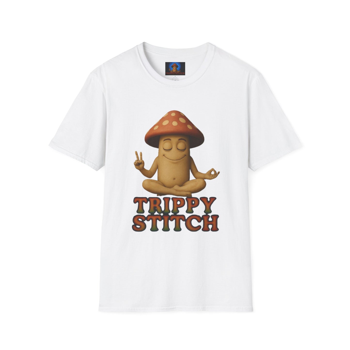 Mani the Mushroom T-Shirt - Unisex Softstyle Tee, Casual Humor Gift, Mindfulness Apparel, Trendy Streetwear, Unique Relaxed Wear
