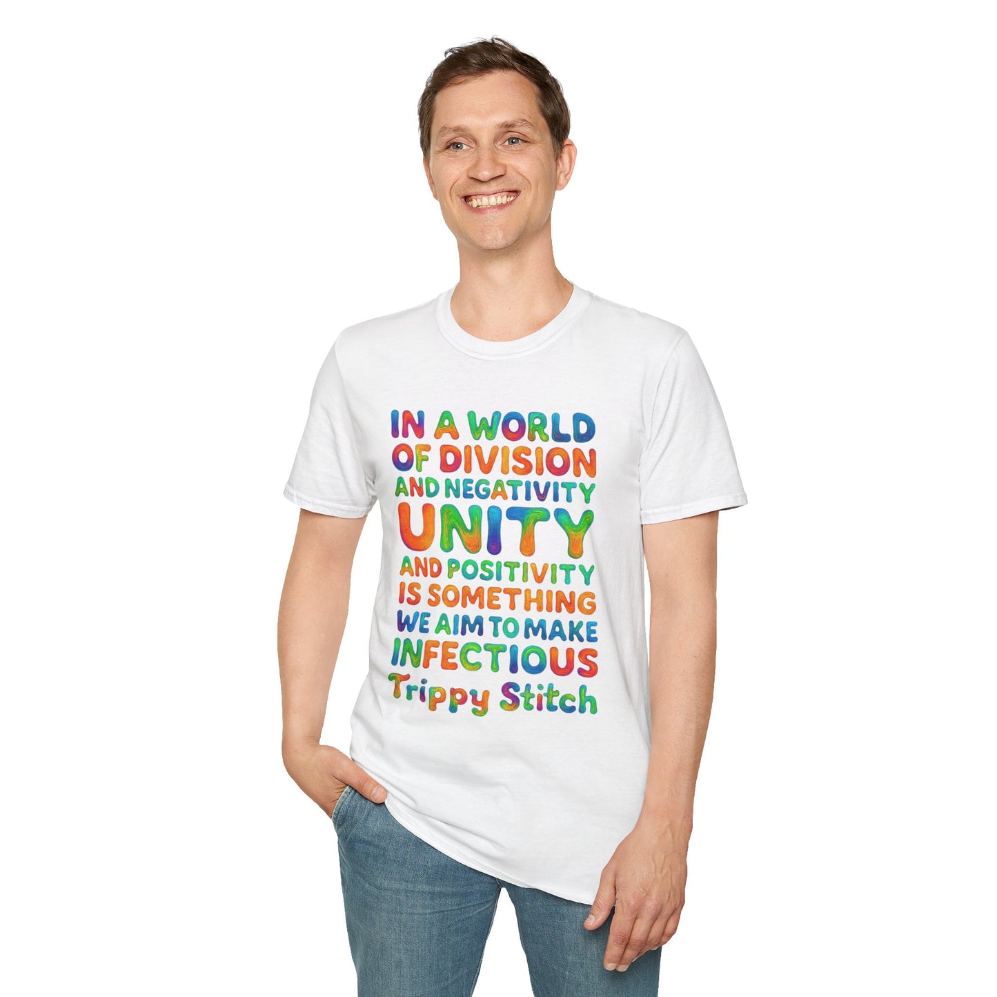 UNITY T-Shirt | Positive Quote Tee | Unisex Softstyle UNITY Trippy Stitch Design