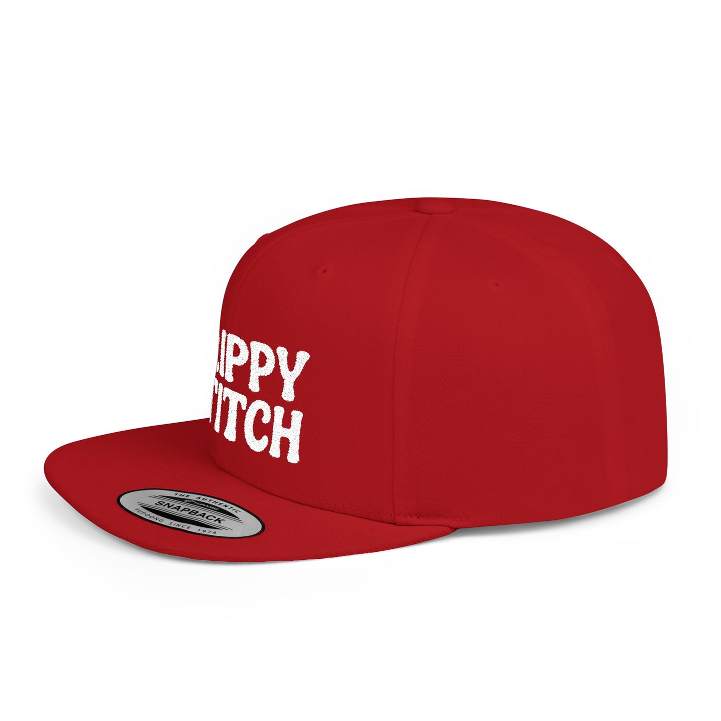 Trippy Stitch ALL WHITE FONT Flat Bill Snapback