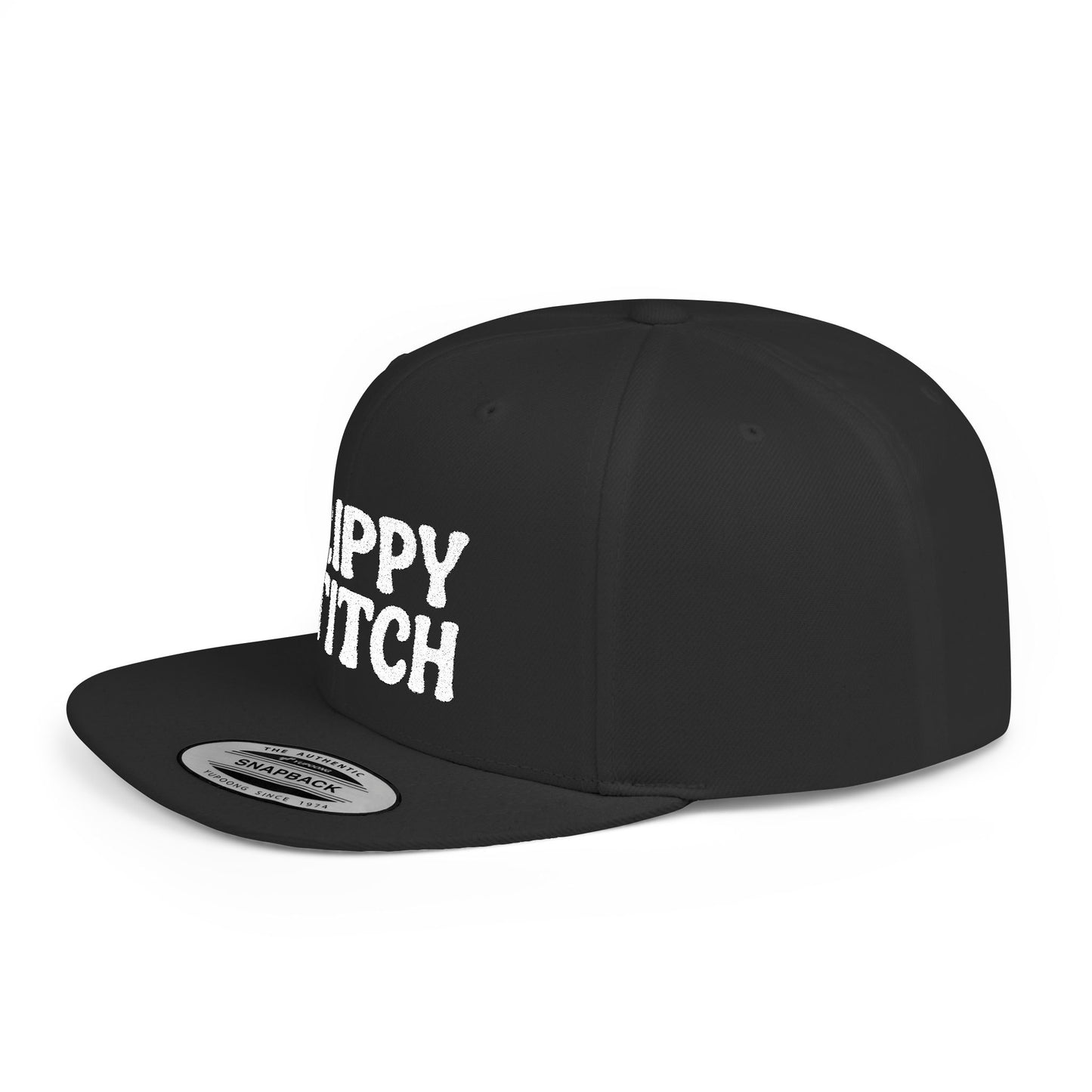 Trippy Stitch ALL WHITE FONT Flat Bill Snapback