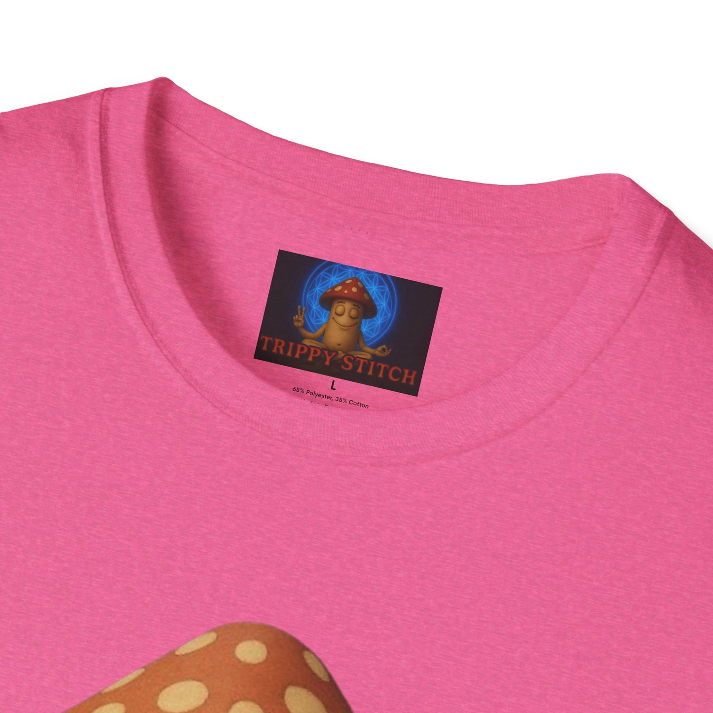 Mani the Mushroom T-Shirt - Unisex Softstyle Tee, Casual Humor Gift, Mindfulness Apparel, Trendy Streetwear, Unique Relaxed Wear