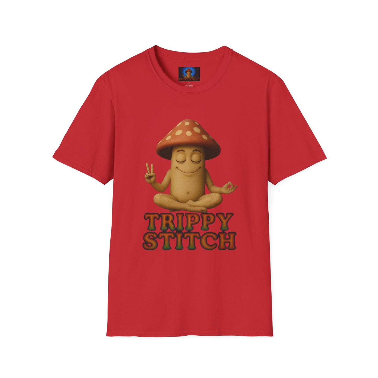 Mani the Mushroom T-Shirt - Unisex Softstyle Tee, Casual Humor Gift, Mindfulness Apparel, Trendy Streetwear, Unique Relaxed Wear