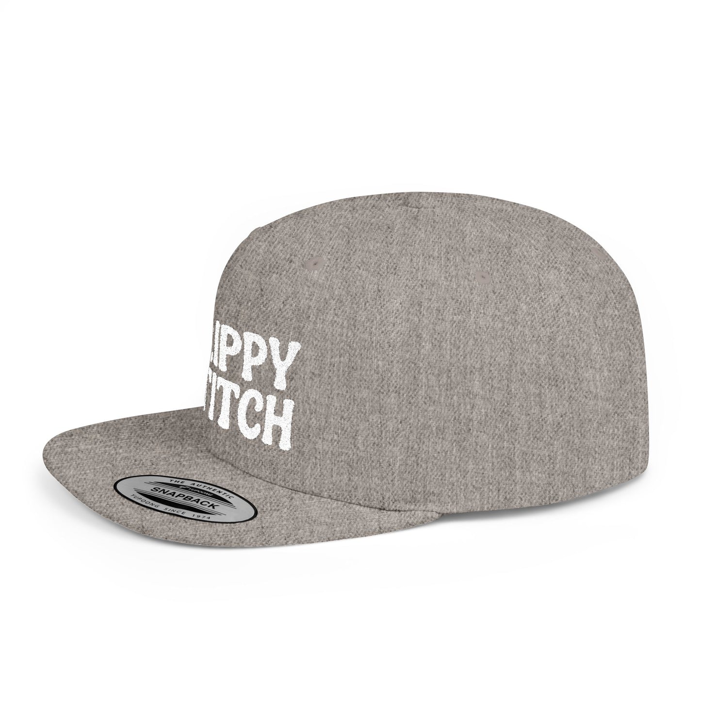 Trippy Stitch ALL WHITE FONT Flat Bill Snapback