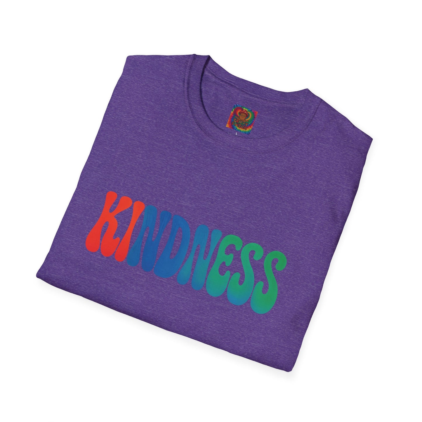 Kindness 💚❤️💙Softstyle T-Shirt, Colorful Graphic Tee, Positive Vibes Shirt, Cute Gift for Friends, Uplifting Fashion Statement
