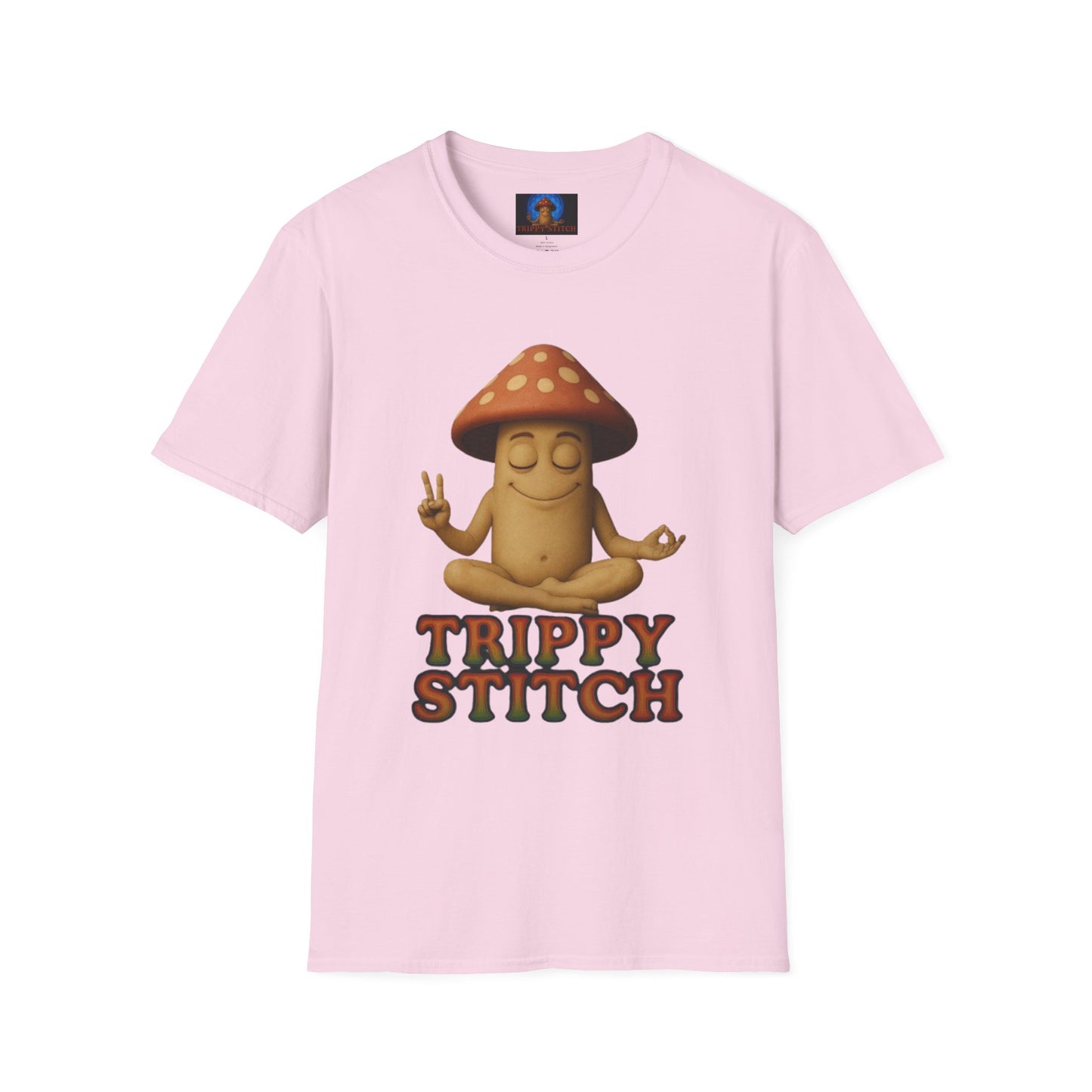 Mani the Mushroom T-Shirt - Unisex Softstyle Tee, Casual Humor Gift, Mindfulness Apparel, Trendy Streetwear, Unique Relaxed Wear