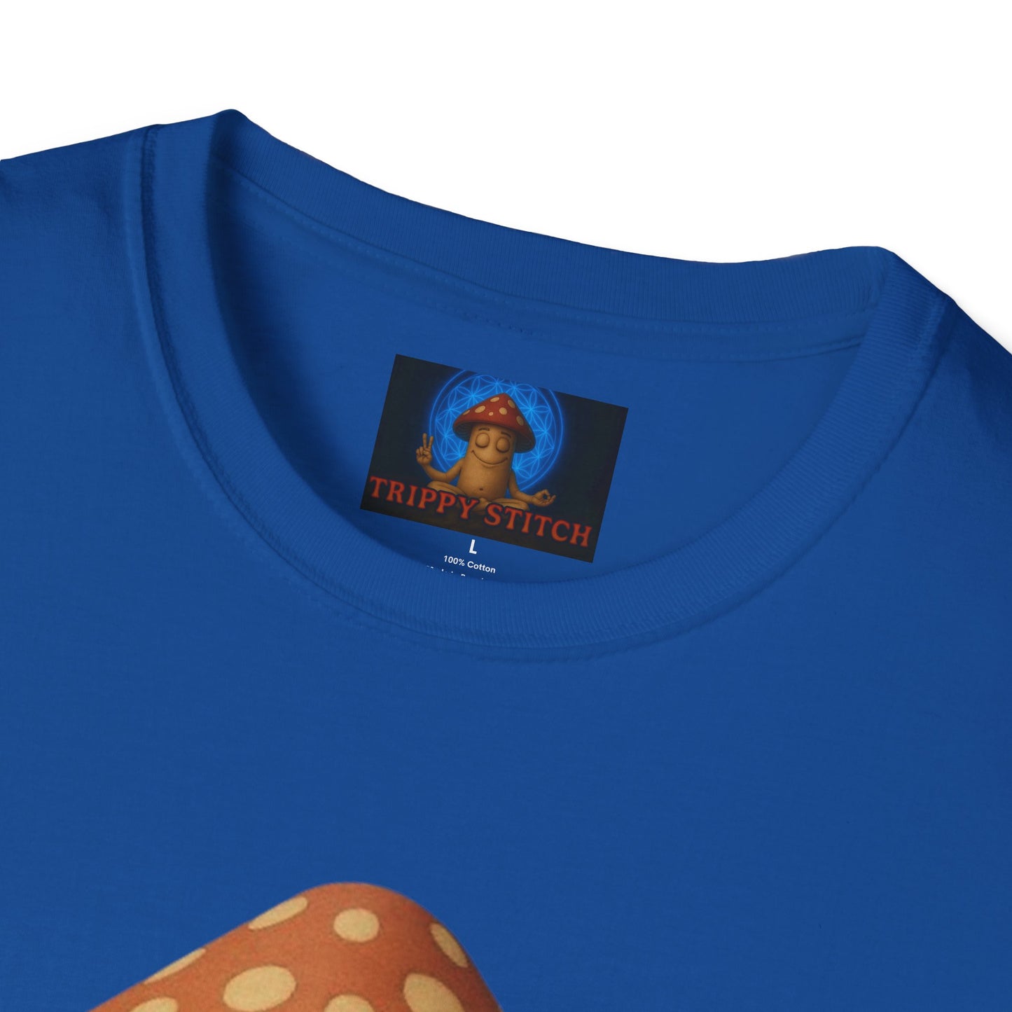 Mani the Mushroom T-Shirt - Unisex Softstyle Tee, Casual Humor Gift, Mindfulness Apparel, Trendy Streetwear, Unique Relaxed Wear