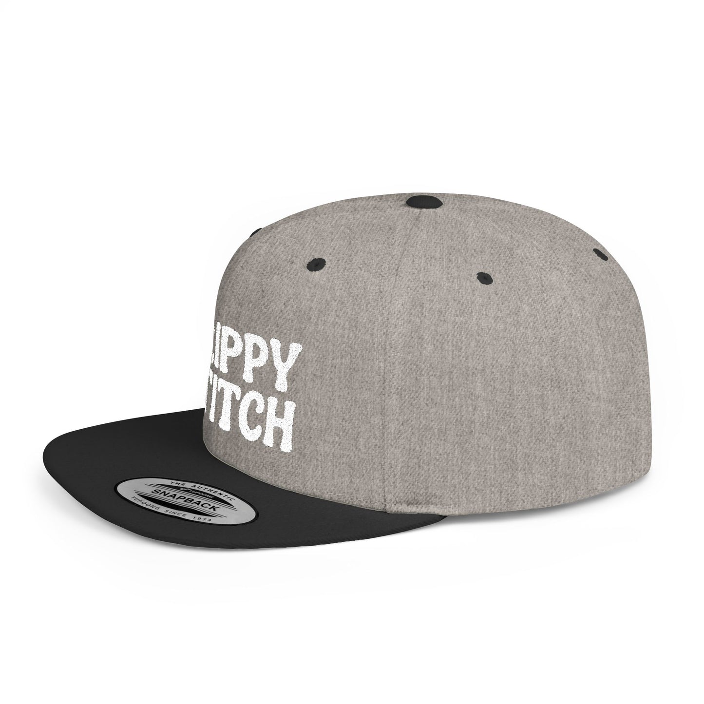 Trippy Stitch ALL WHITE FONT Flat Bill Snapback