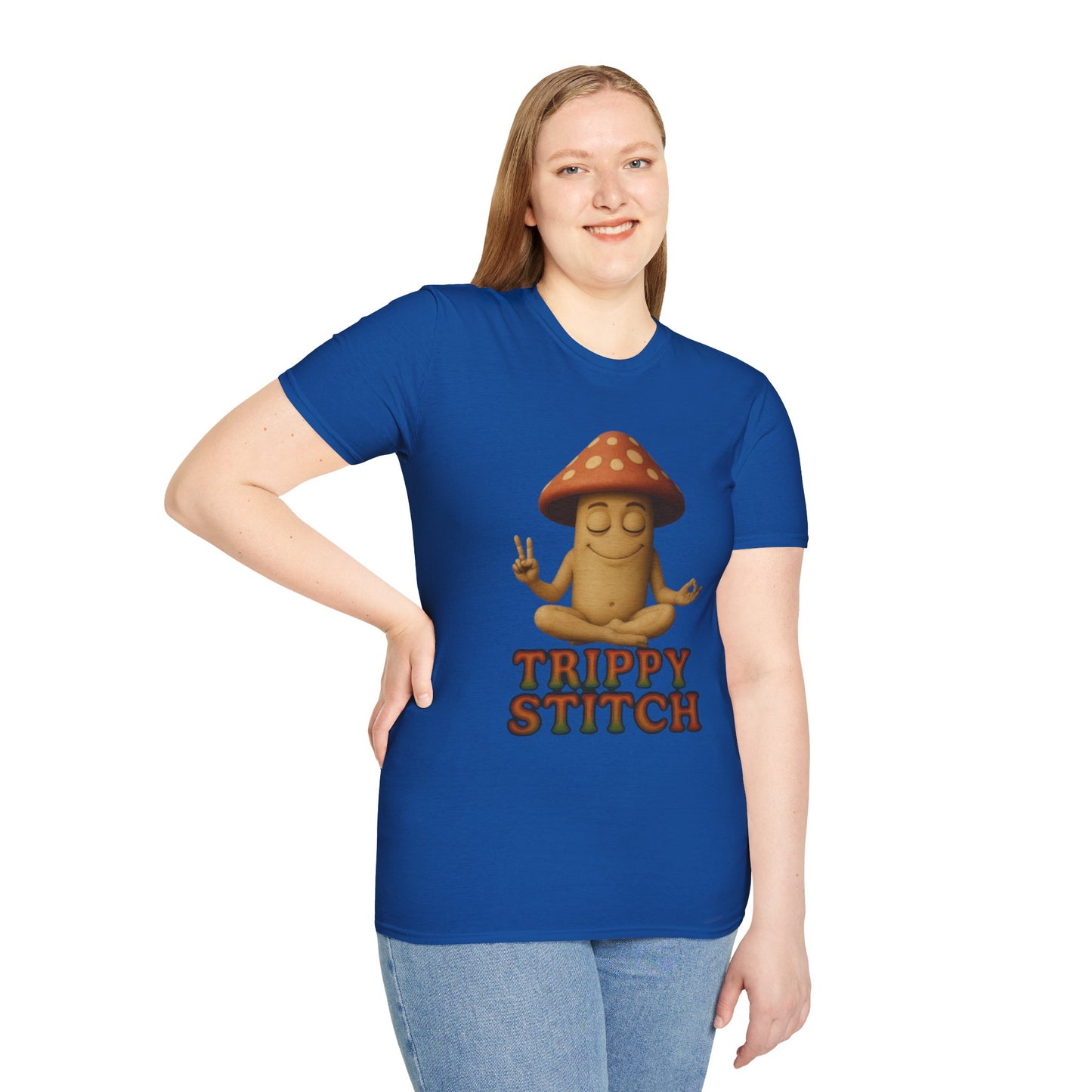 Mani the Mushroom T-Shirt - Unisex Softstyle Tee, Casual Humor Gift, Mindfulness Apparel, Trendy Streetwear, Unique Relaxed Wear