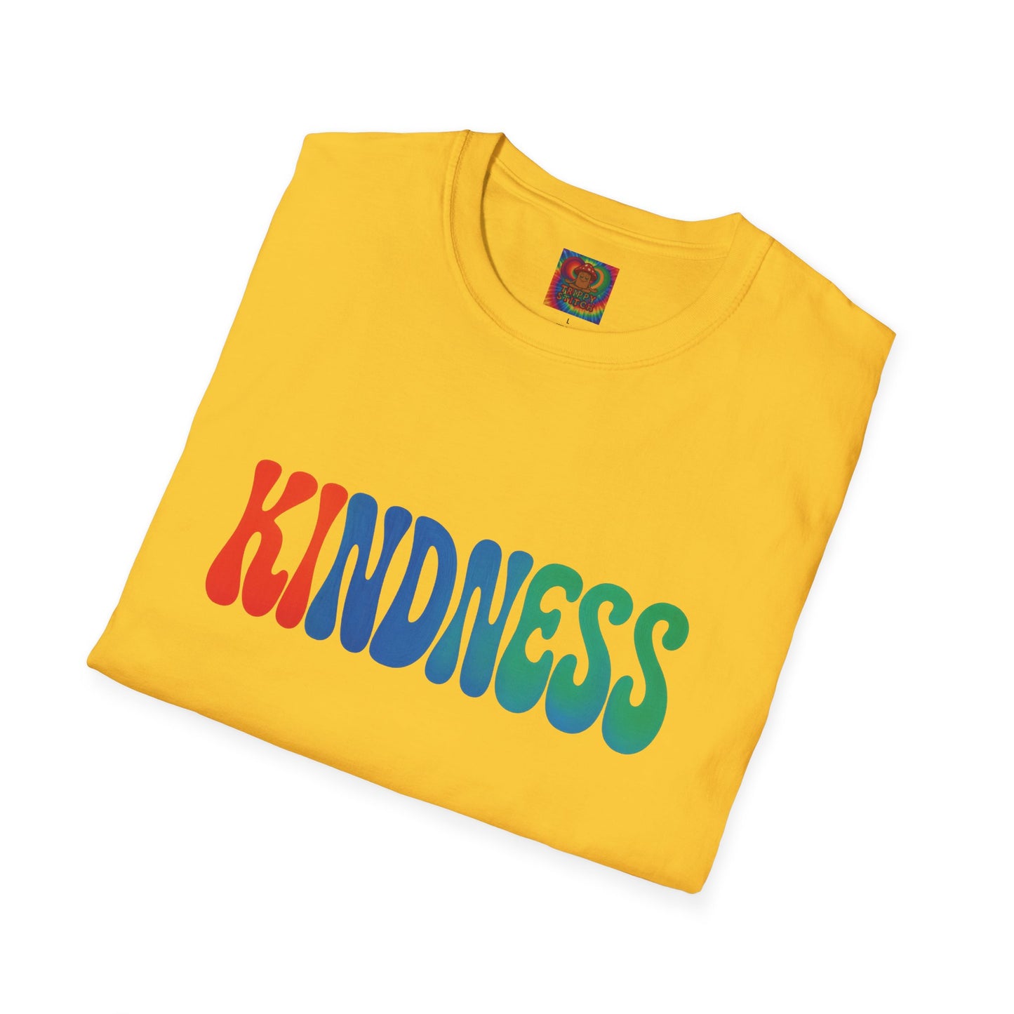 Kindness 💚❤️💙Softstyle T-Shirt, Colorful Graphic Tee, Positive Vibes Shirt, Cute Gift for Friends, Uplifting Fashion Statement