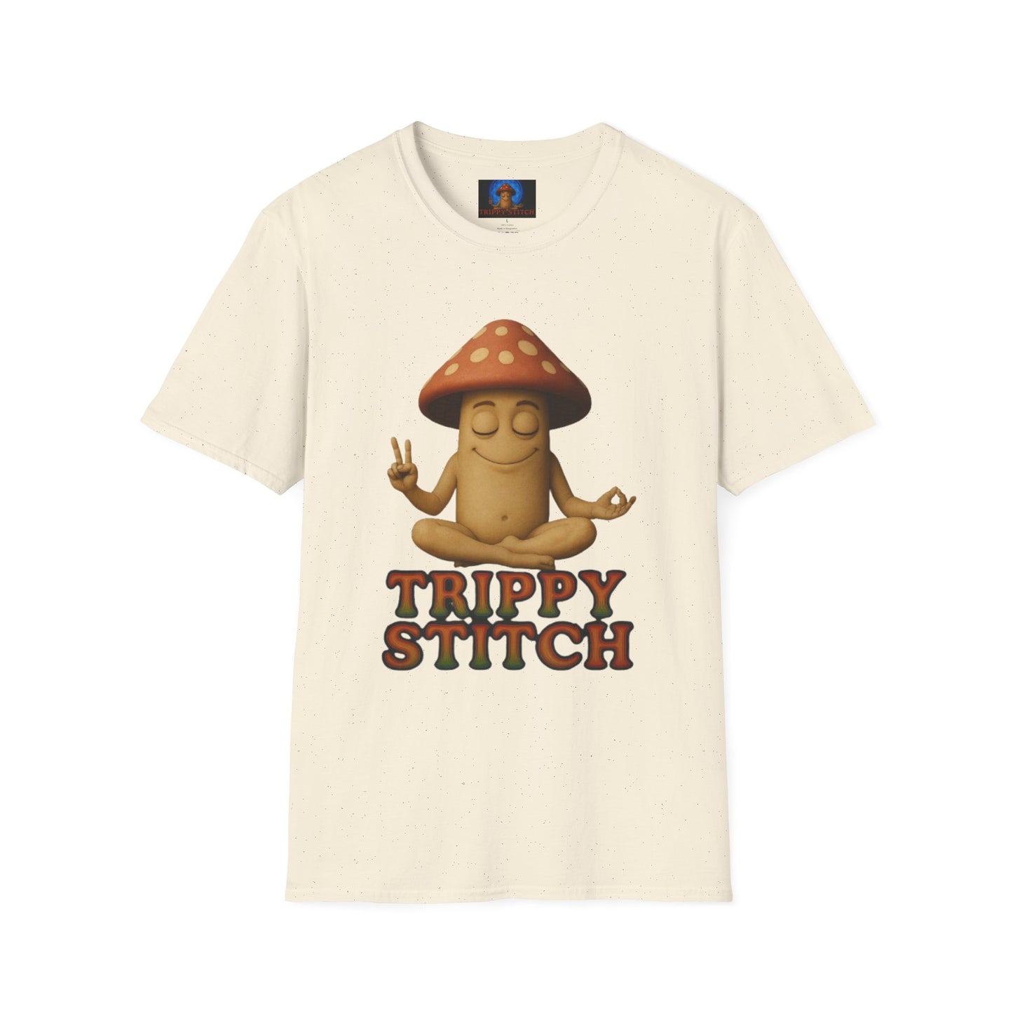 Mani the Mushroom T-Shirt - Unisex Softstyle Tee, Casual Humor Gift, Mindfulness Apparel, Trendy Streetwear, Unique Relaxed Wear