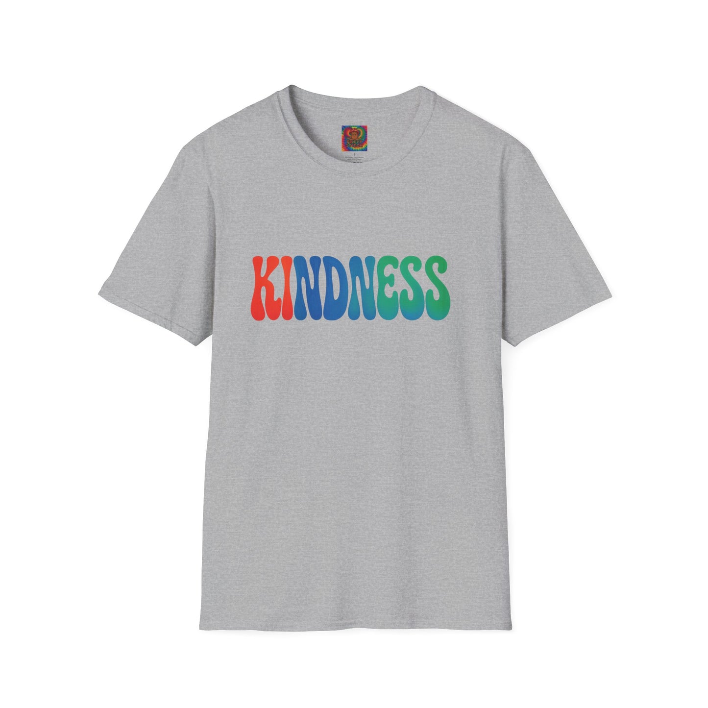 Kindness 💚❤️💙Softstyle T-Shirt, Colorful Graphic Tee, Positive Vibes Shirt, Cute Gift for Friends, Uplifting Fashion Statement