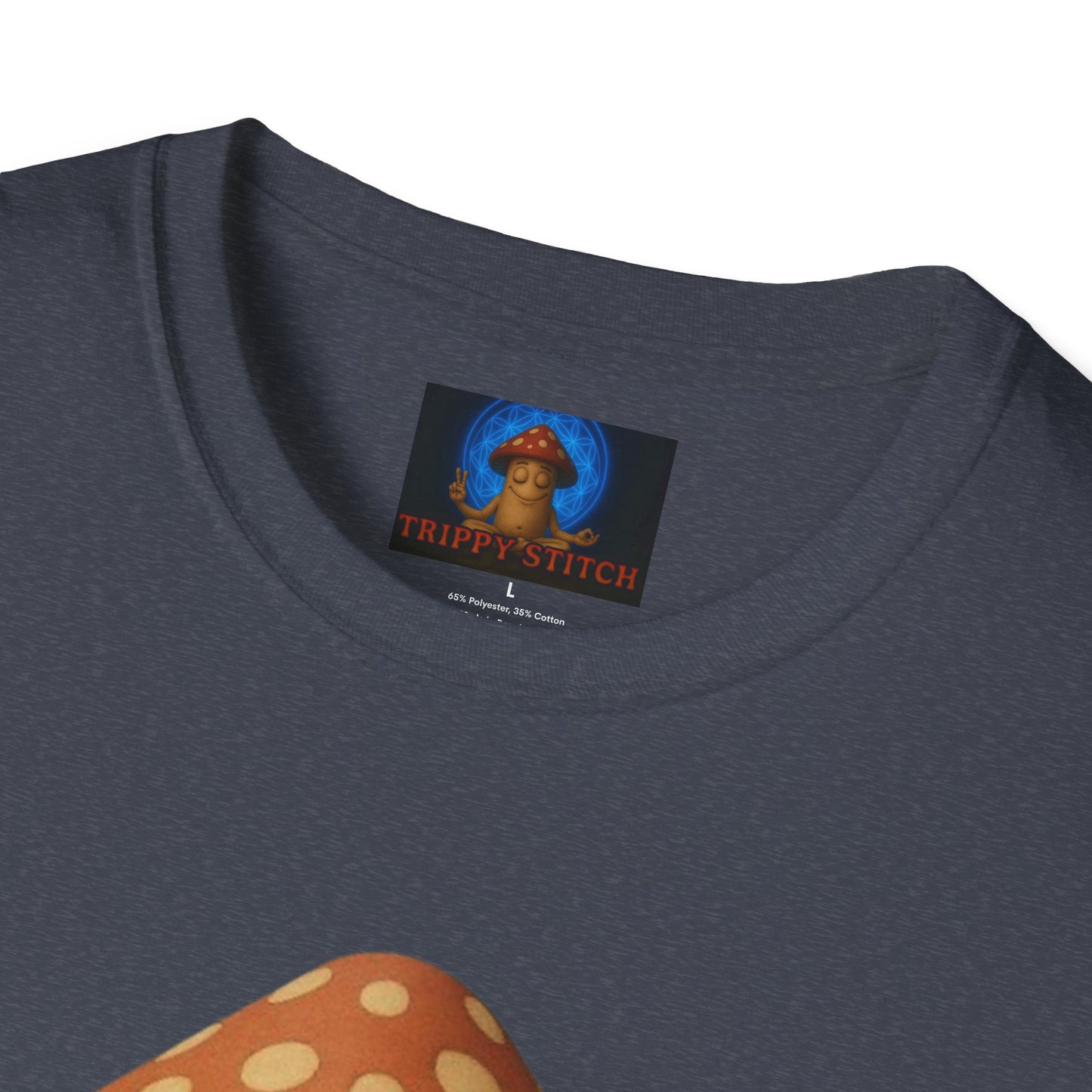 Mani the Mushroom T-Shirt - Unisex Softstyle Tee, Casual Humor Gift, Mindfulness Apparel, Trendy Streetwear, Unique Relaxed Wear