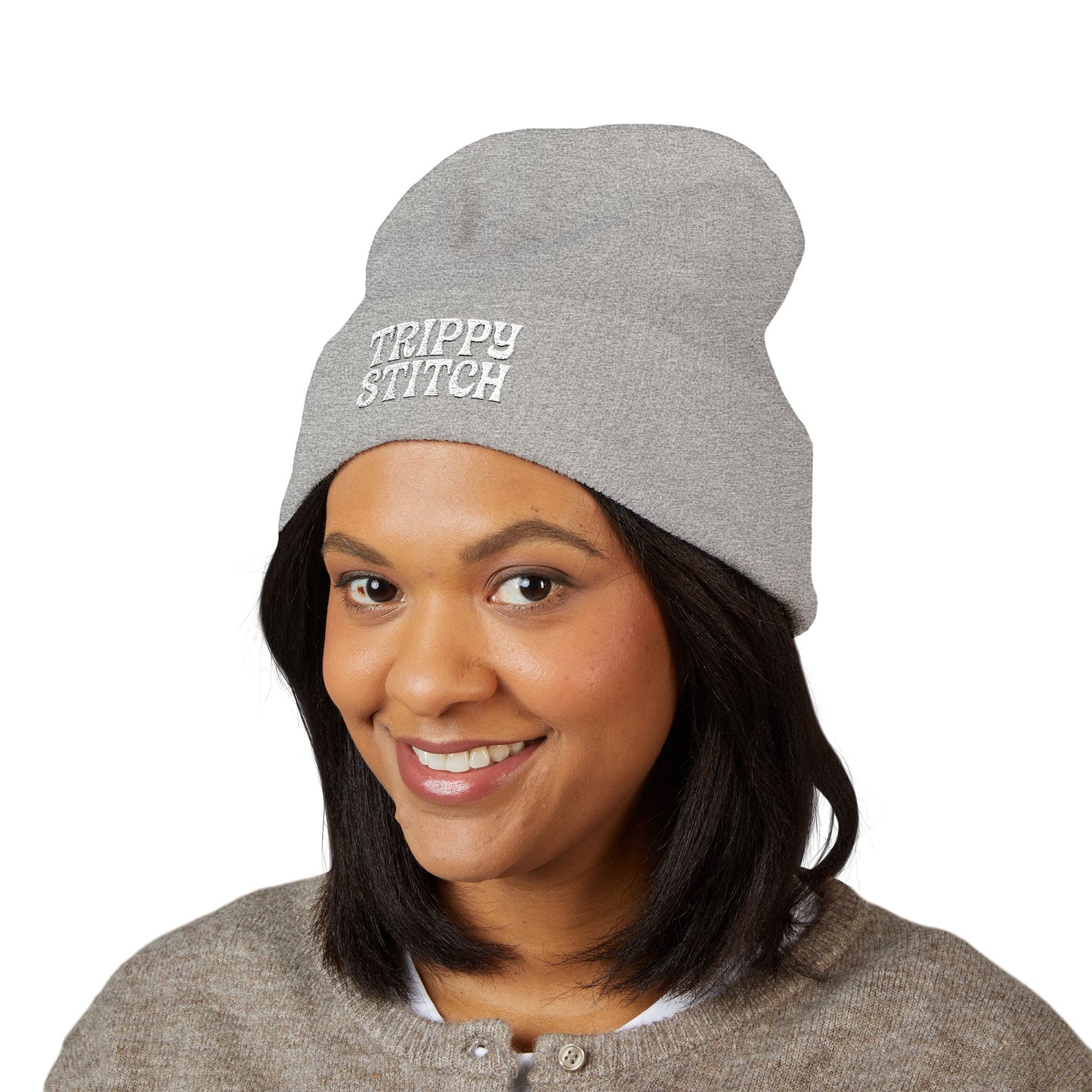 Trippy Stitch Classic Cuffed Beanie - Cozy Embroidered Knit Hat, Winter Accessories, Gift for Him/Her, Casual Beanie, Trendy Knitwear