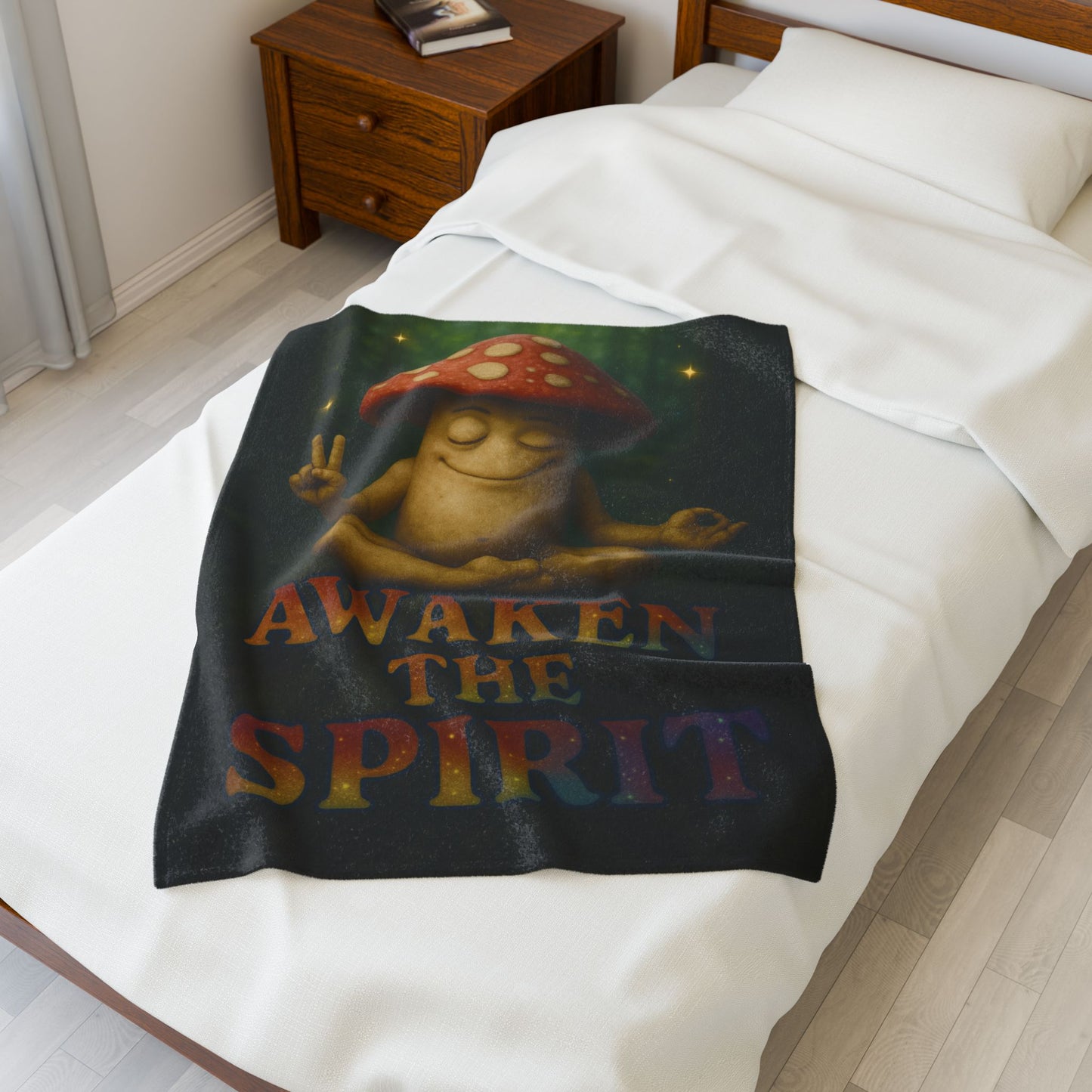Mani the Mushroom AWAKEN THE SPIRIT Plush Blanket