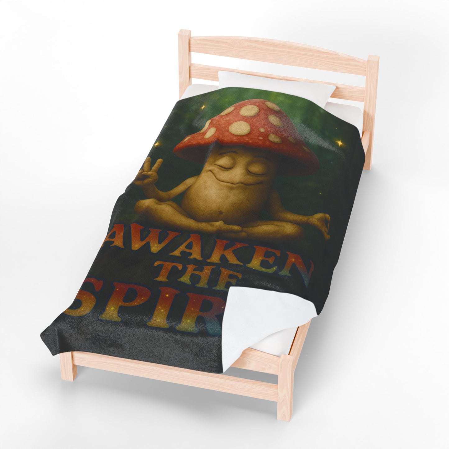 Mani the Mushroom AWAKEN THE SPIRIT Plush Blanket