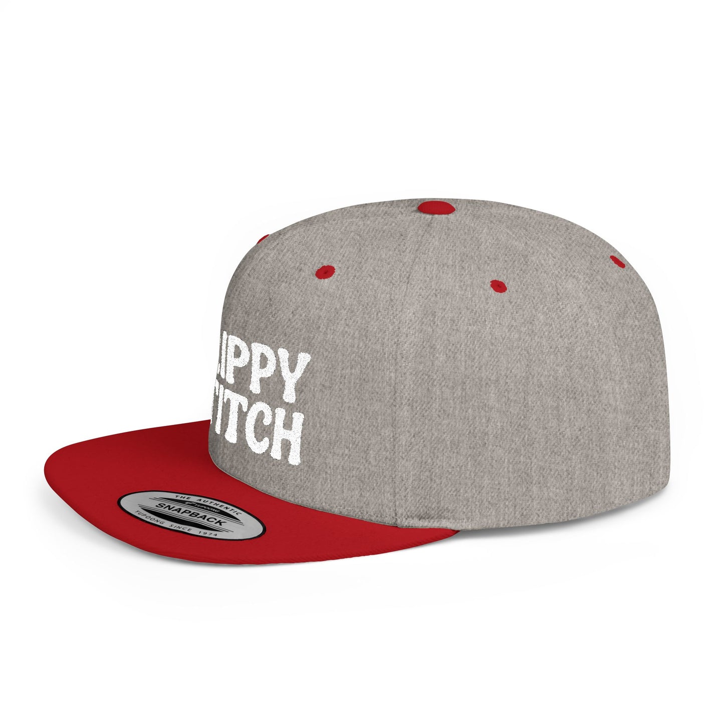 Trippy Stitch ALL WHITE FONT Flat Bill Snapback