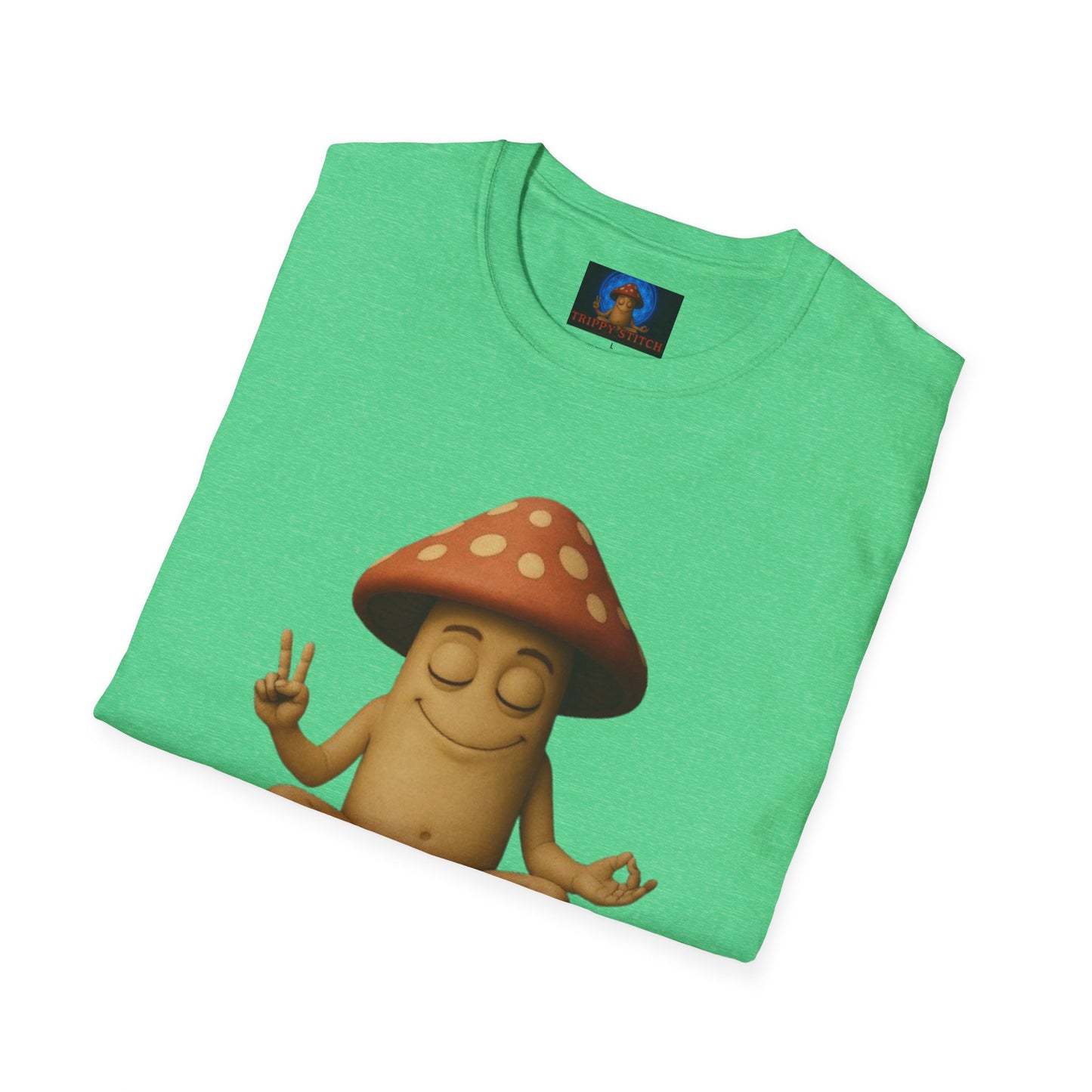 Mani the Mushroom T-Shirt - Unisex Softstyle Tee, Casual Humor Gift, Mindfulness Apparel, Trendy Streetwear, Unique Relaxed Wear