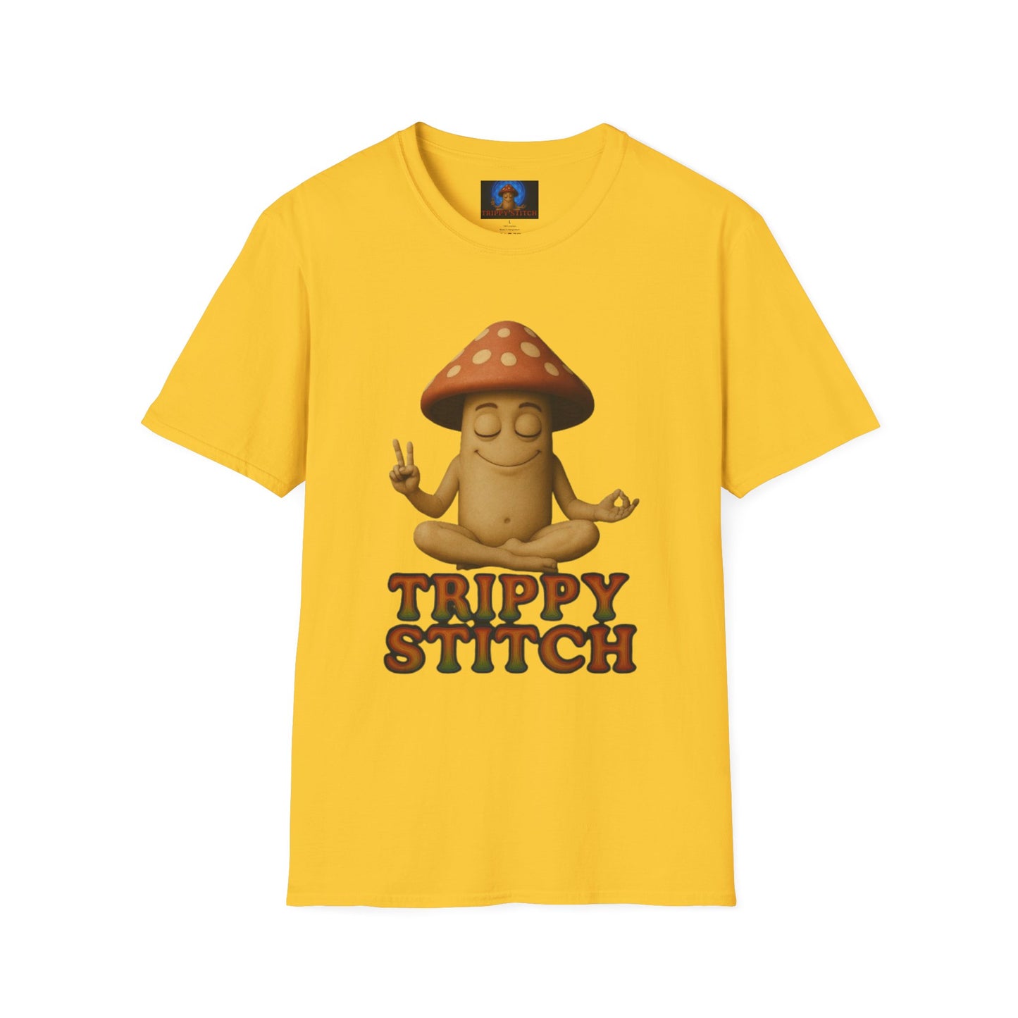 Mani the Mushroom T-Shirt - Unisex Softstyle Tee, Casual Humor Gift, Mindfulness Apparel, Trendy Streetwear, Unique Relaxed Wear
