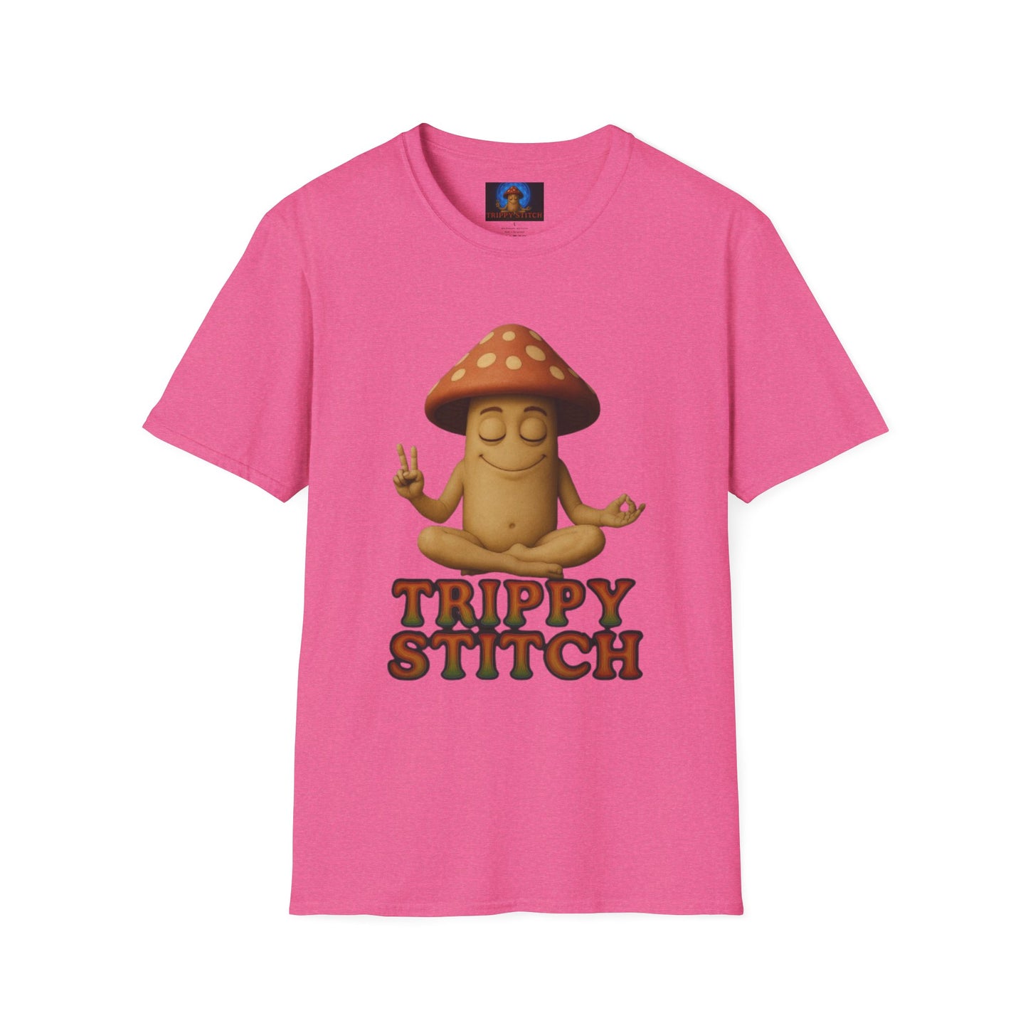 Mani the Mushroom T-Shirt - Unisex Softstyle Tee, Casual Humor Gift, Mindfulness Apparel, Trendy Streetwear, Unique Relaxed Wear