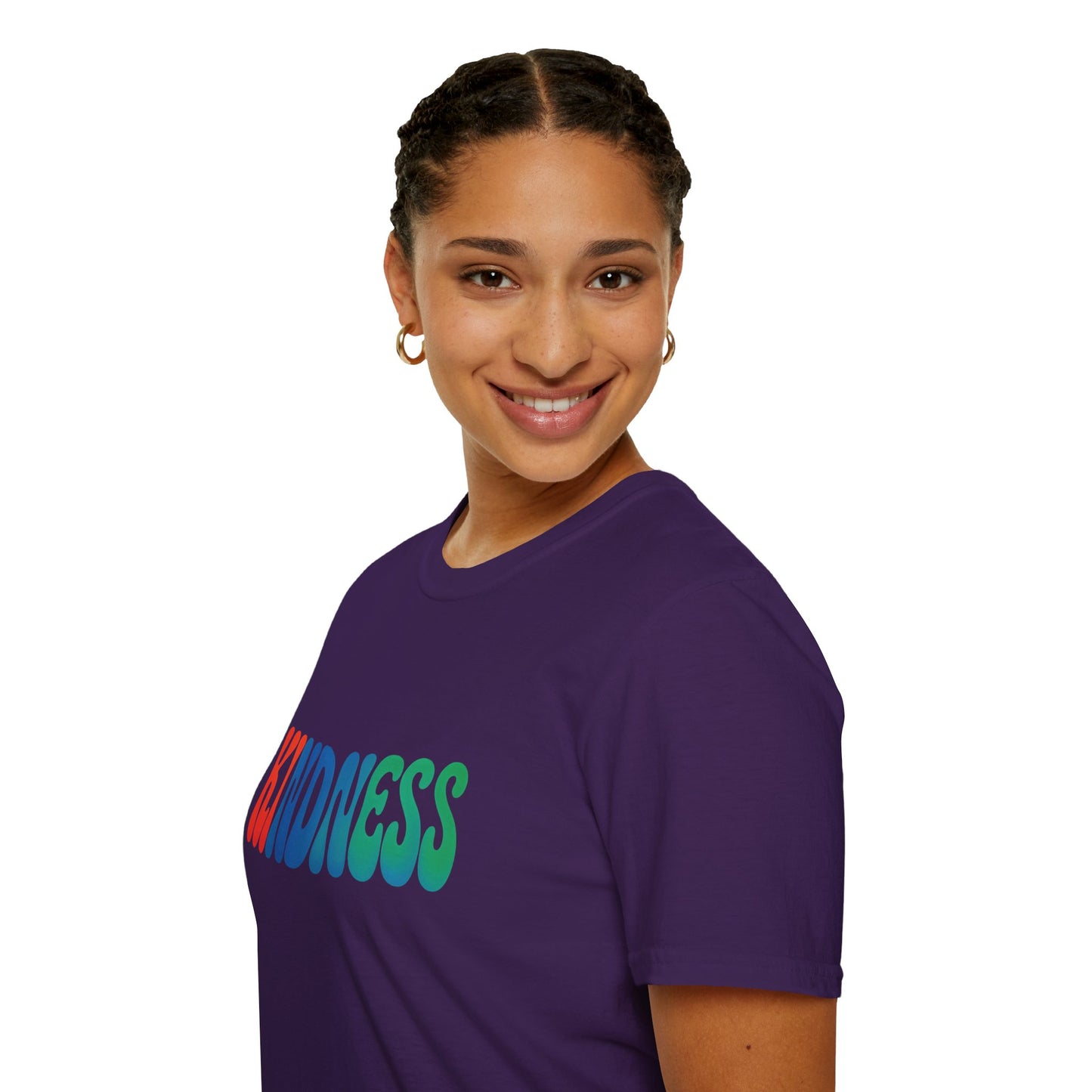 Kindness 💚❤️💙Softstyle T-Shirt, Colorful Graphic Tee, Positive Vibes Shirt, Cute Gift for Friends, Uplifting Fashion Statement