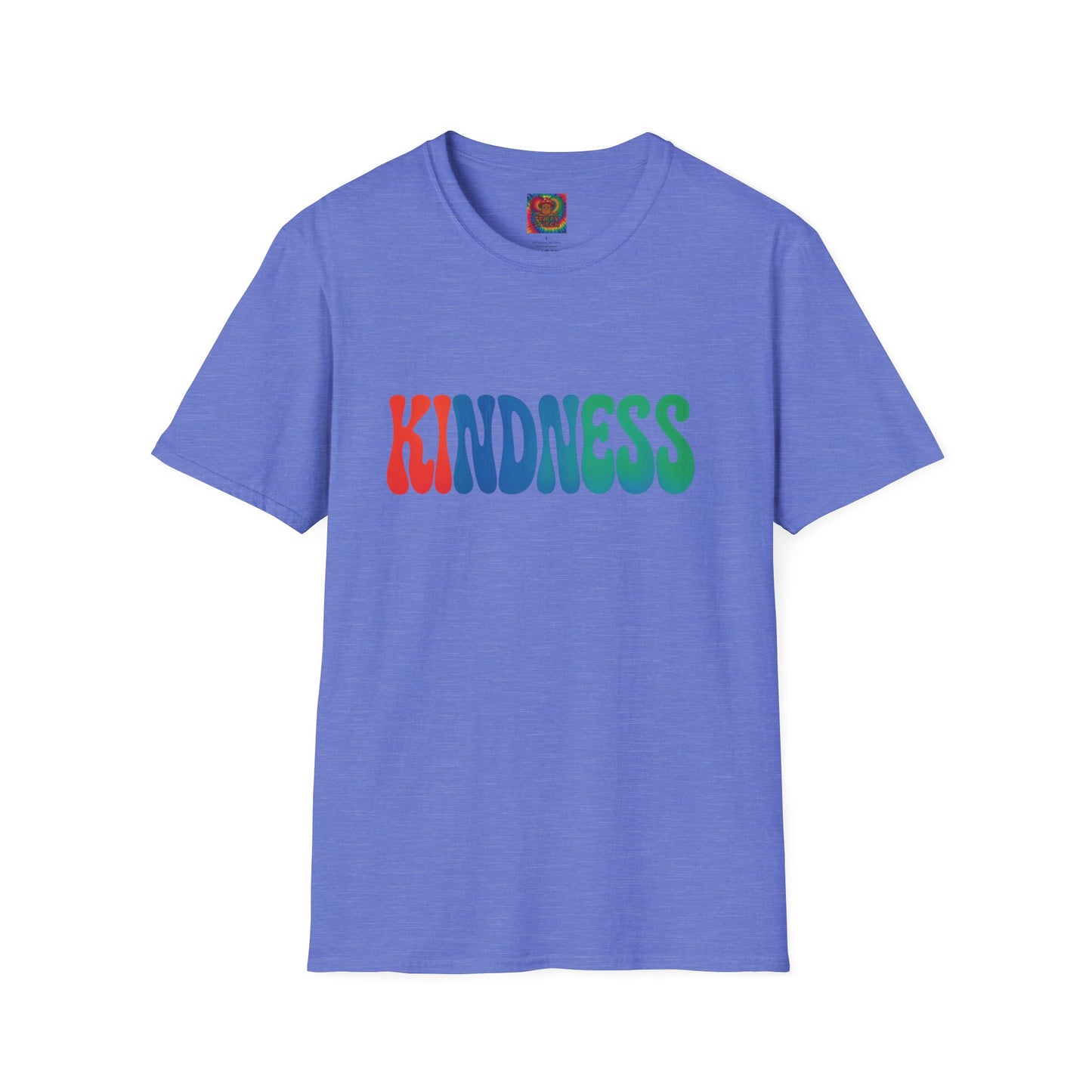 Kindness 💚❤️💙Softstyle T-Shirt, Colorful Graphic Tee, Positive Vibes Shirt, Cute Gift for Friends, Uplifting Fashion Statement