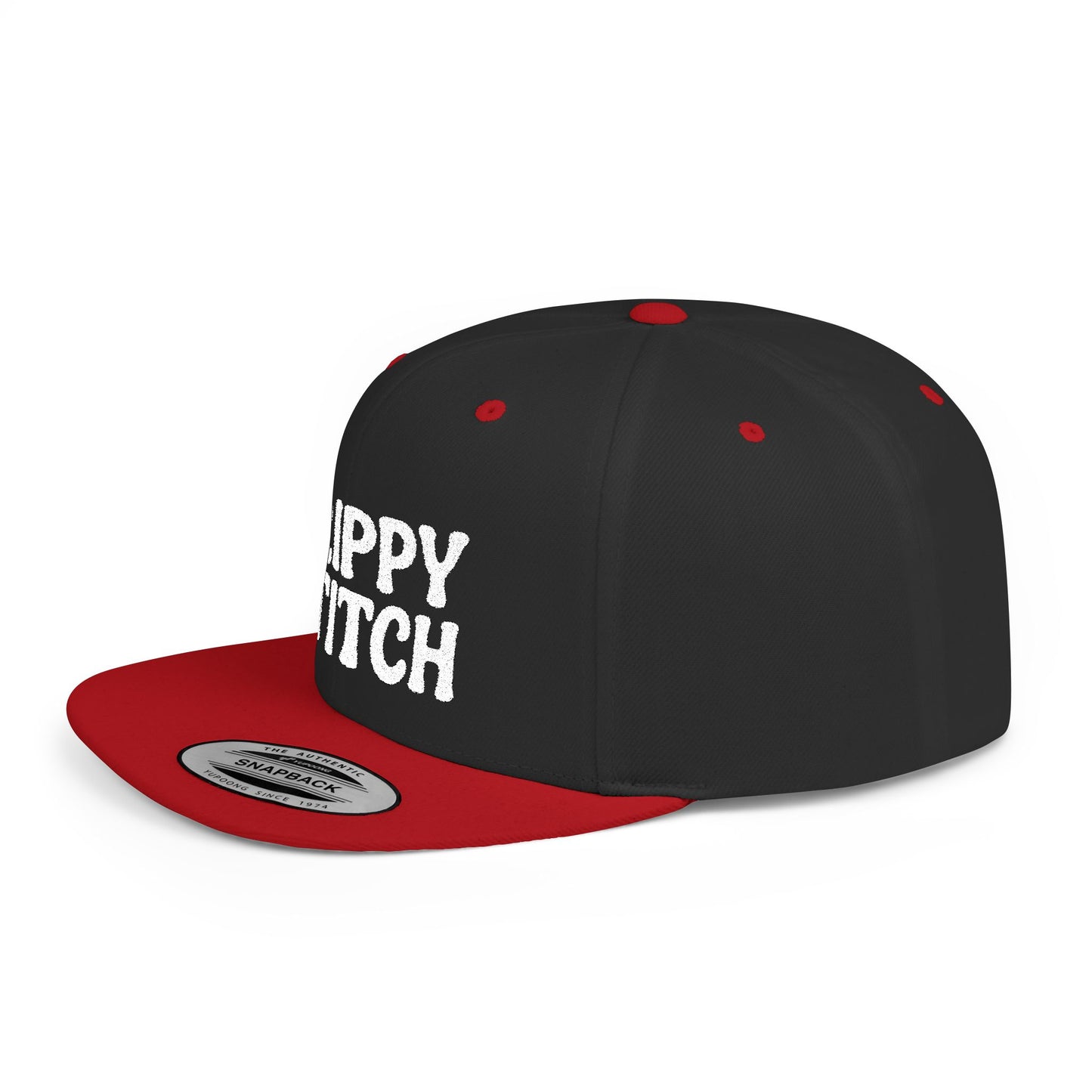 Trippy Stitch ALL WHITE FONT Flat Bill Snapback
