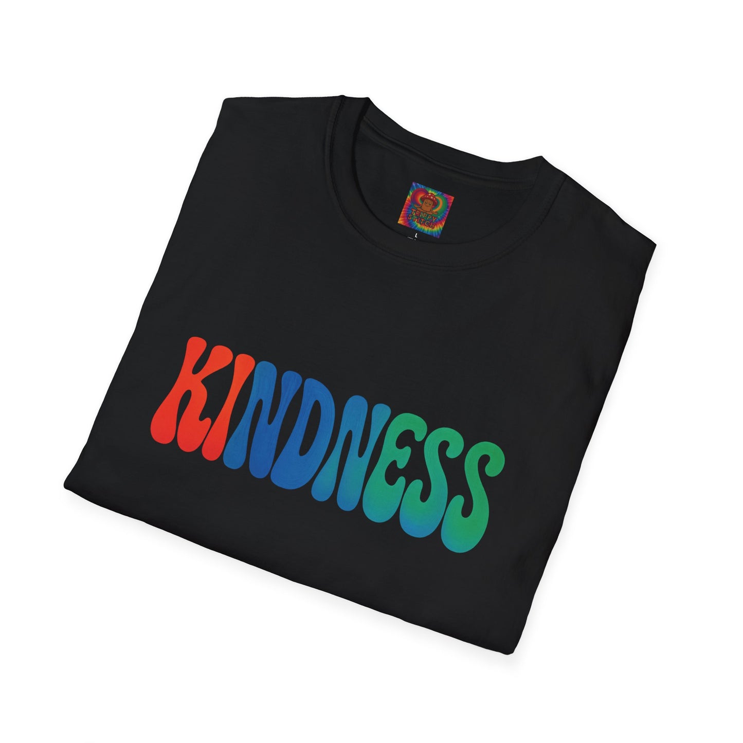 Kindness 💚❤️💙Softstyle T-Shirt, Colorful Graphic Tee, Positive Vibes Shirt, Cute Gift for Friends, Uplifting Fashion Statement