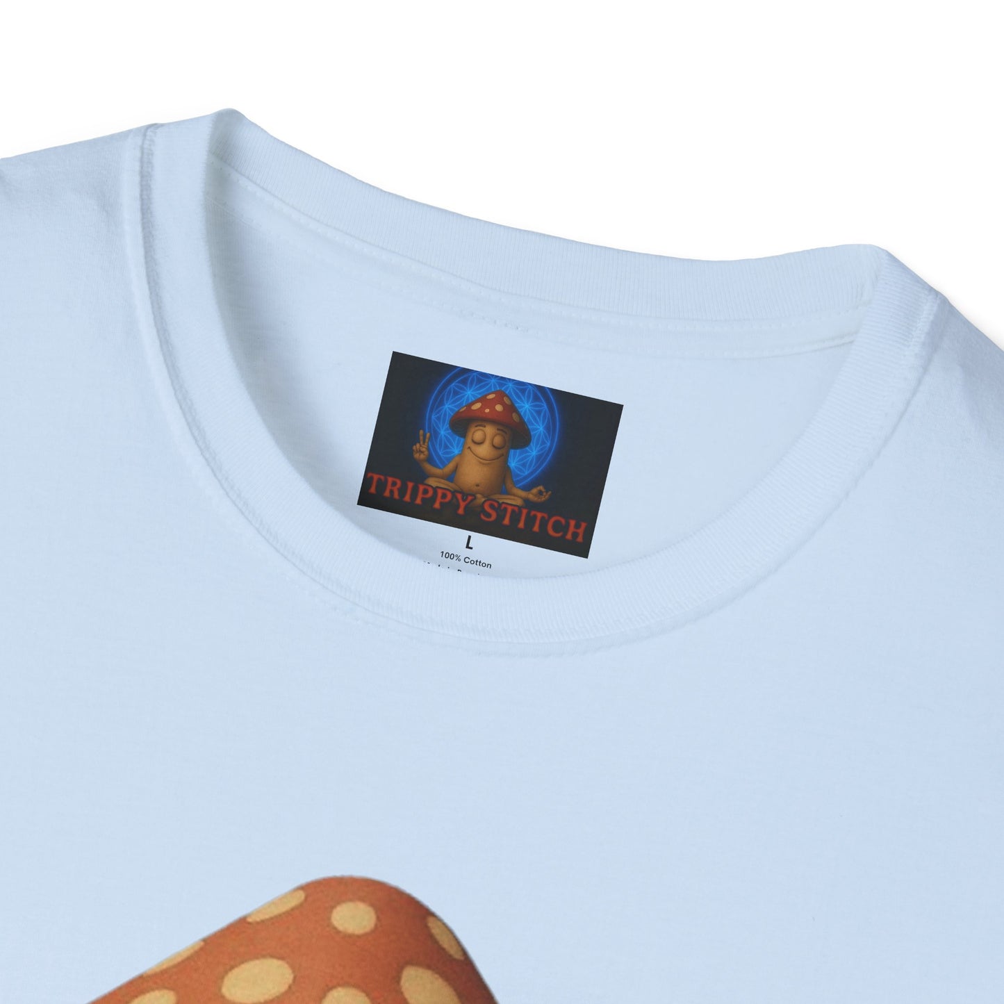 Mani the Mushroom T-Shirt - Unisex Softstyle Tee, Casual Humor Gift, Mindfulness Apparel, Trendy Streetwear, Unique Relaxed Wear