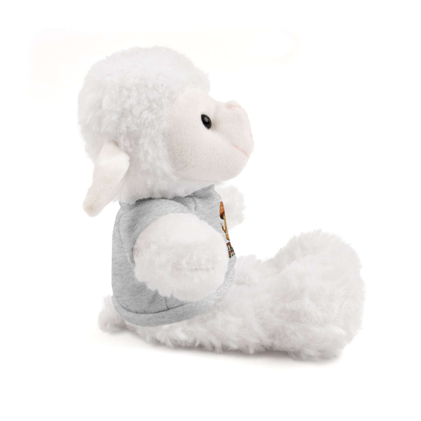 Stuffed Animal with Mani the Mushroom Tee, Cute Plush Toy, Gift for Kids, Personalized Stuffed Bear, Birthday Present, Relaxation Buddy