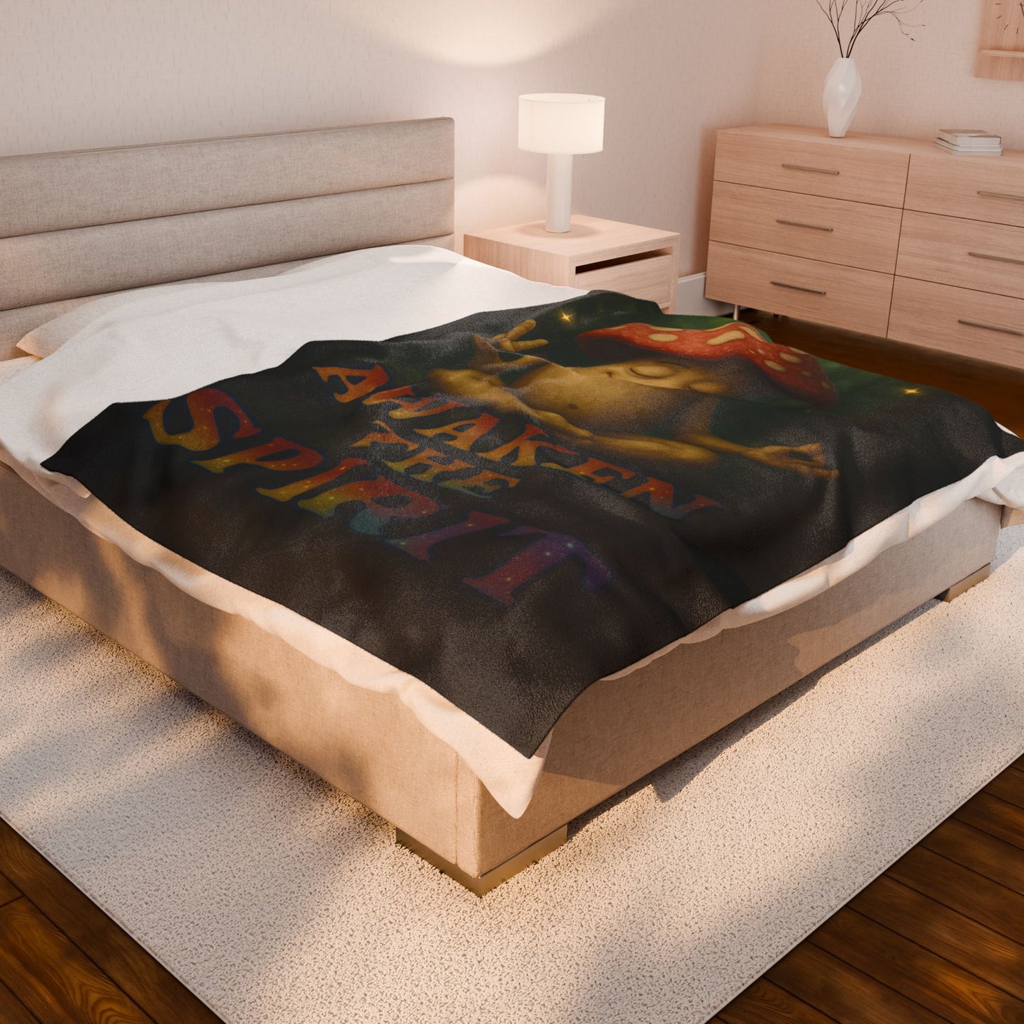Mani the Mushroom AWAKEN THE SPIRIT Plush Blanket