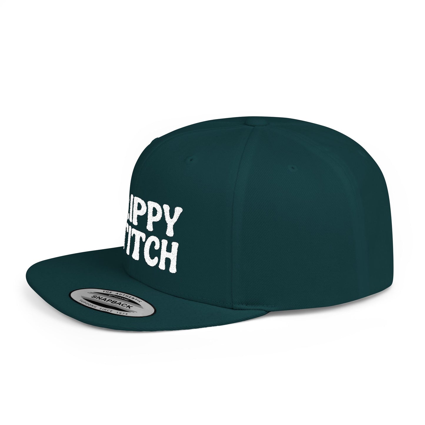 Trippy Stitch ALL WHITE FONT Flat Bill Snapback