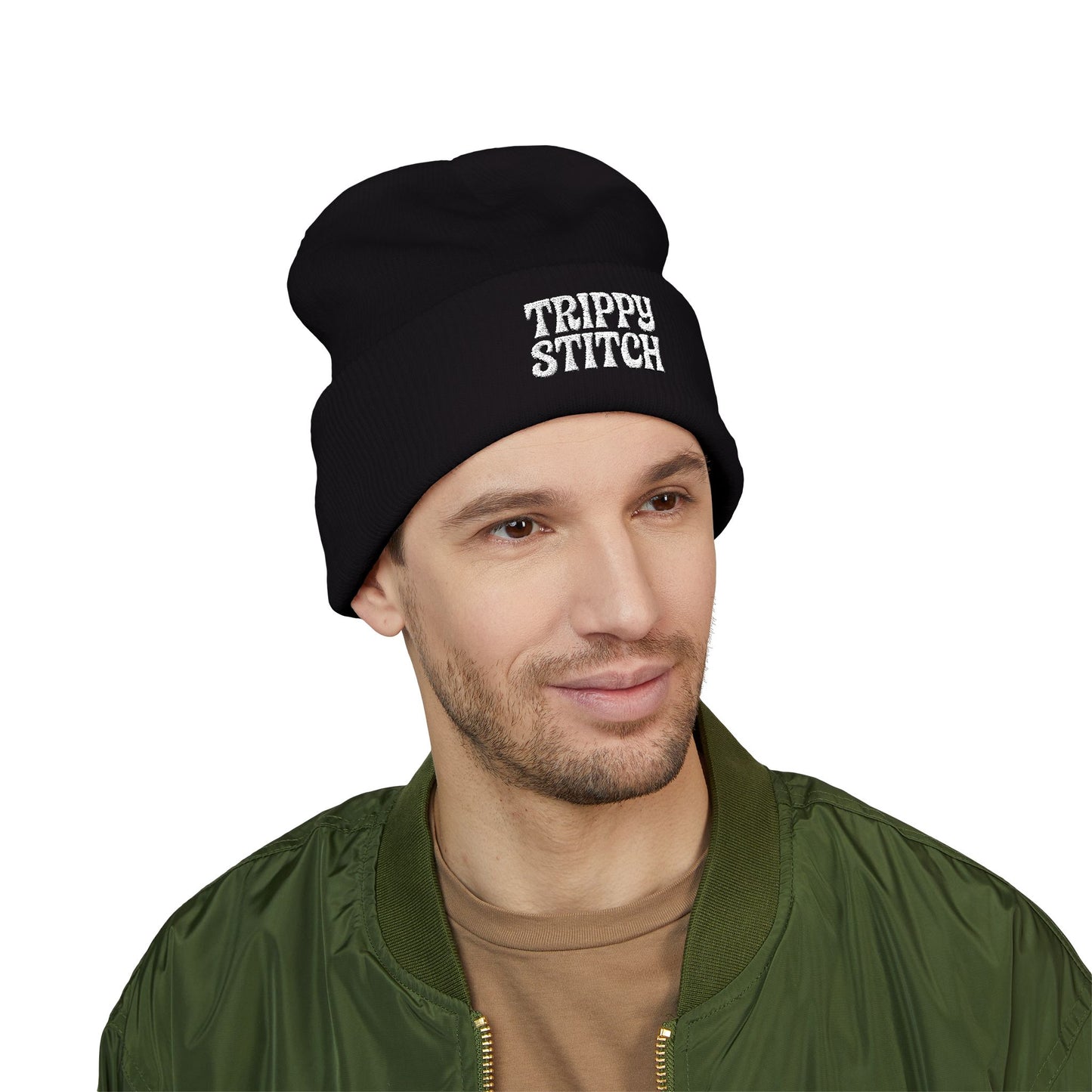 Trippy Stitch Classic Cuffed Beanie - Cozy Embroidered Knit Hat, Winter Accessories, Gift for Him/Her, Casual Beanie, Trendy Knitwear
