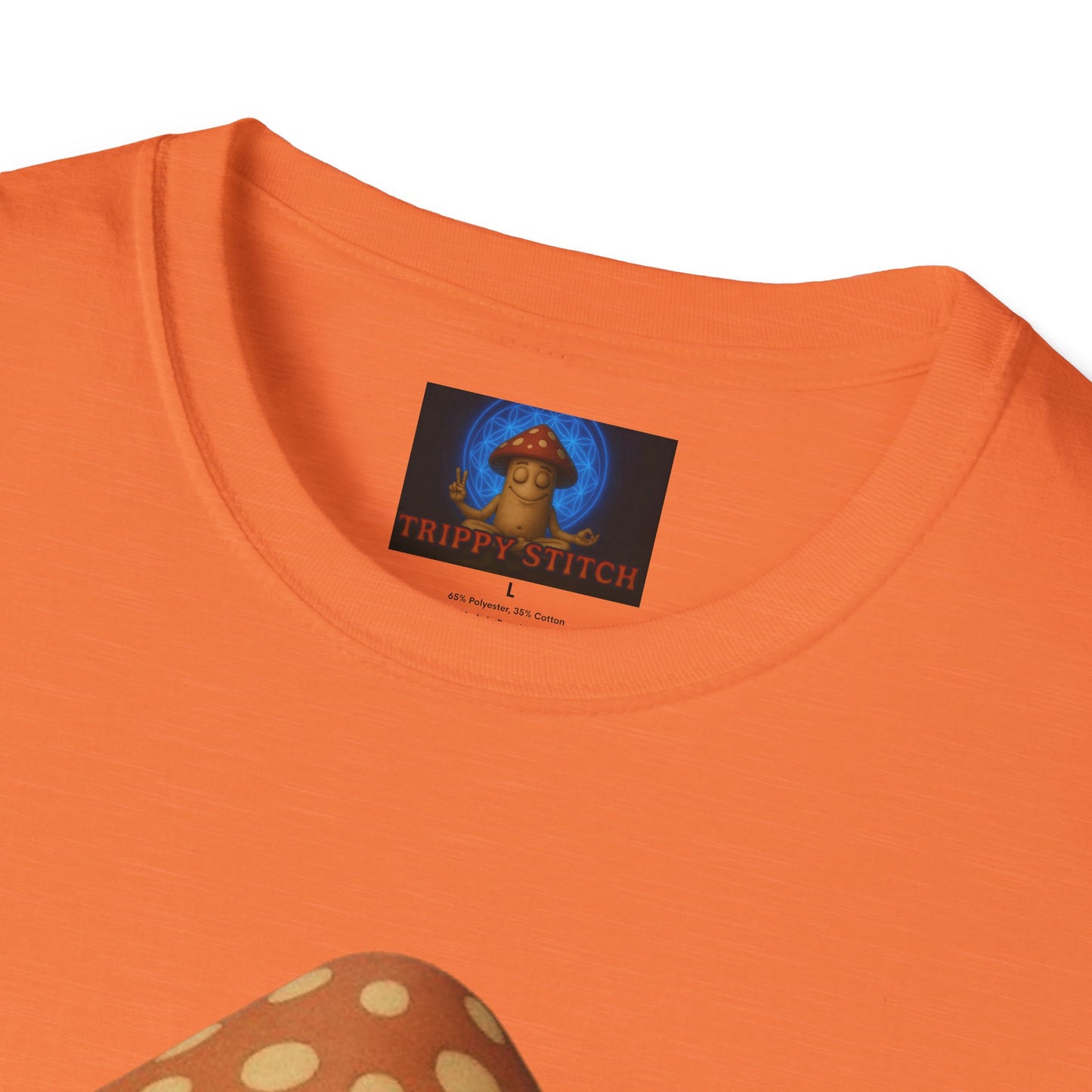 Mani the Mushroom T-Shirt - Unisex Softstyle Tee, Casual Humor Gift, Mindfulness Apparel, Trendy Streetwear, Unique Relaxed Wear