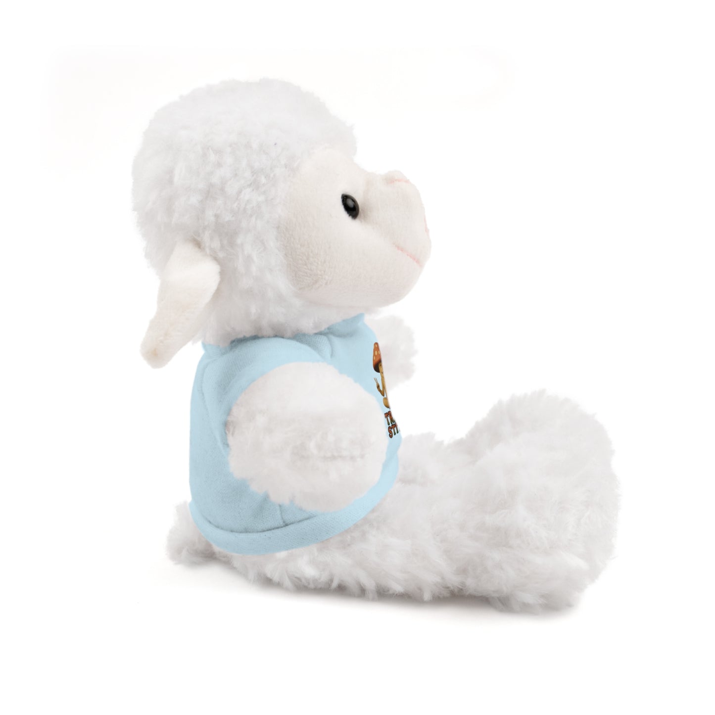 Stuffed Animal with Mani the Mushroom Tee, Cute Plush Toy, Gift for Kids, Personalized Stuffed Bear, Birthday Present, Relaxation Buddy