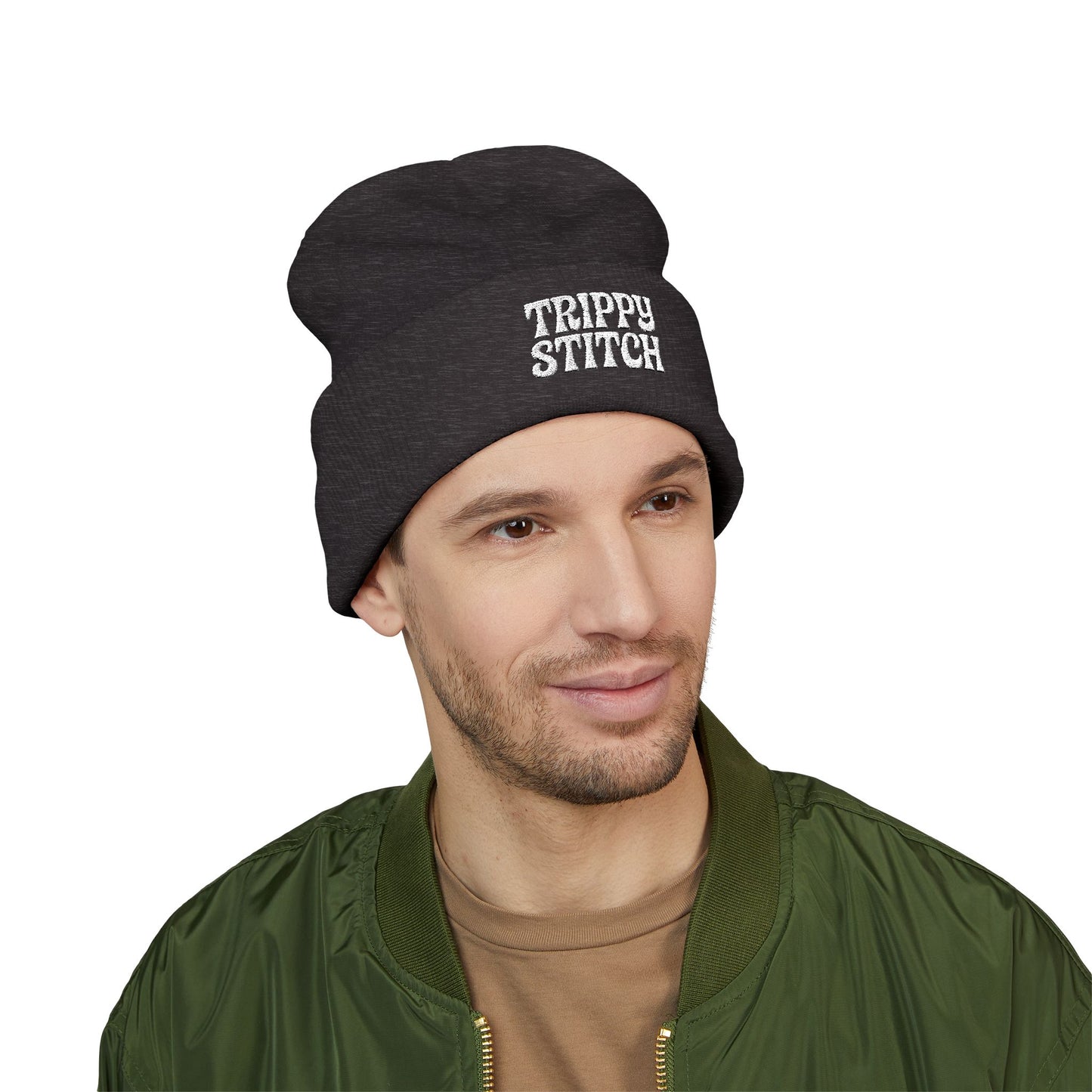 Trippy Stitch Classic Cuffed Beanie - Cozy Embroidered Knit Hat, Winter Accessories, Gift for Him/Her, Casual Beanie, Trendy Knitwear