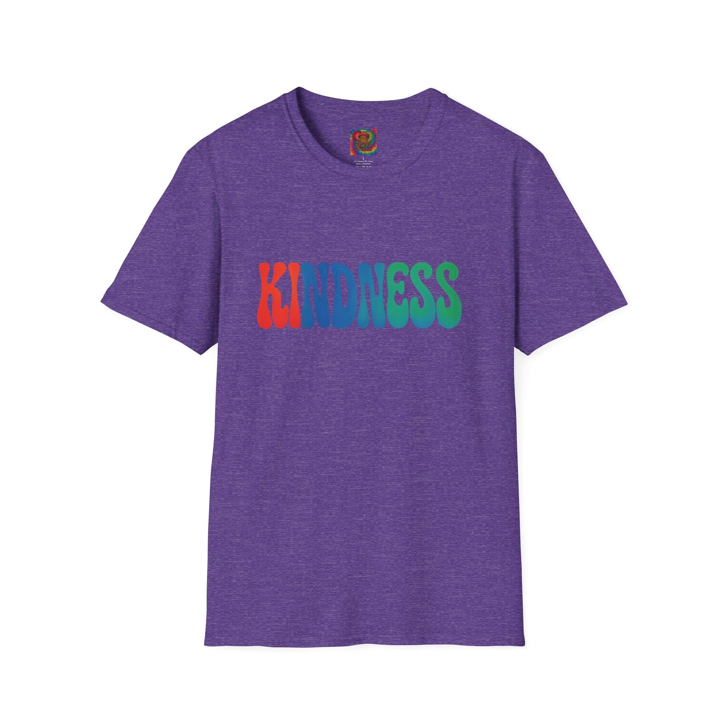 Kindness 💚❤️💙Softstyle T-Shirt, Colorful Graphic Tee, Positive Vibes Shirt, Cute Gift for Friends, Uplifting Fashion Statement