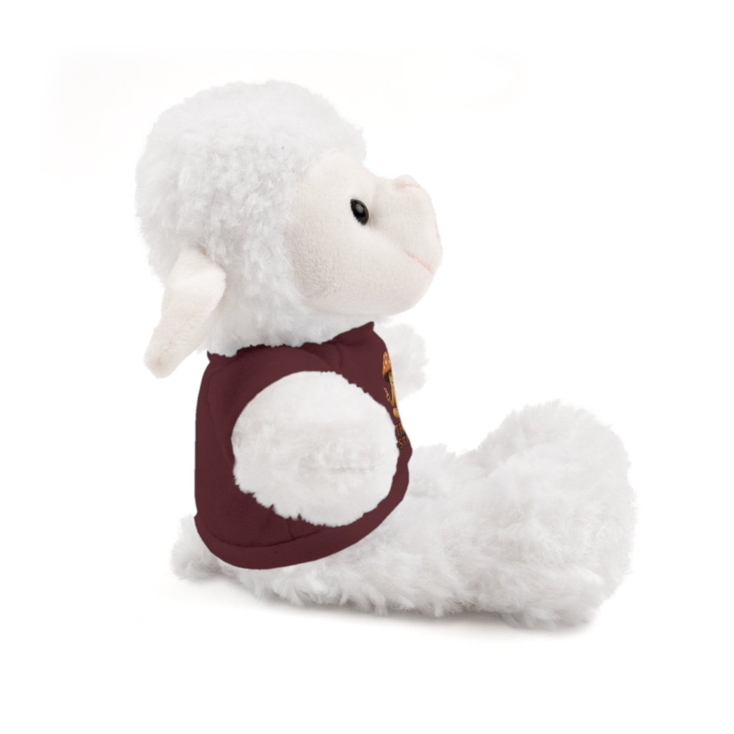 Stuffed Animal with Mani the Mushroom Tee, Cute Plush Toy, Gift for Kids, Personalized Stuffed Bear, Birthday Present, Relaxation Buddy