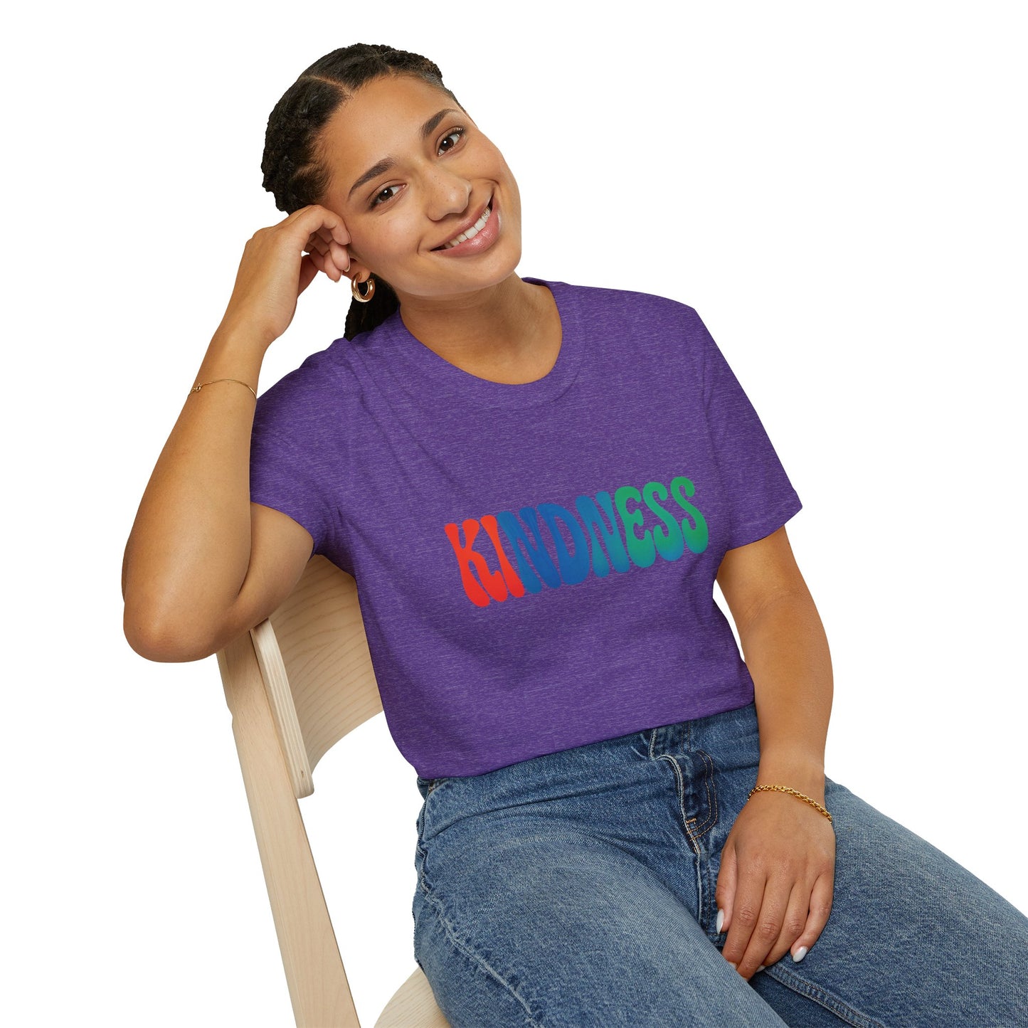 Kindness 💚❤️💙Softstyle T-Shirt, Colorful Graphic Tee, Positive Vibes Shirt, Cute Gift for Friends, Uplifting Fashion Statement