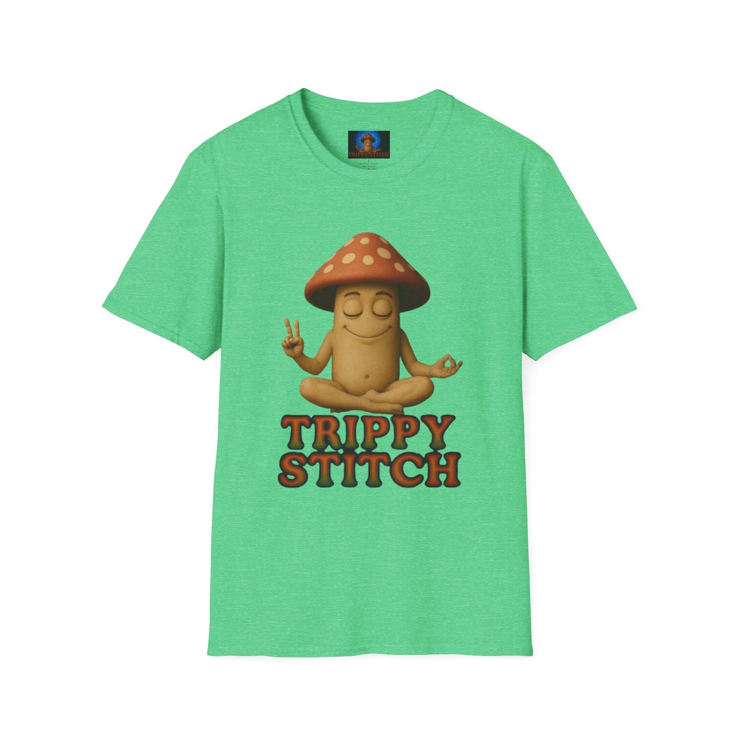 Mani the Mushroom T-Shirt - Unisex Softstyle Tee, Casual Humor Gift, Mindfulness Apparel, Trendy Streetwear, Unique Relaxed Wear