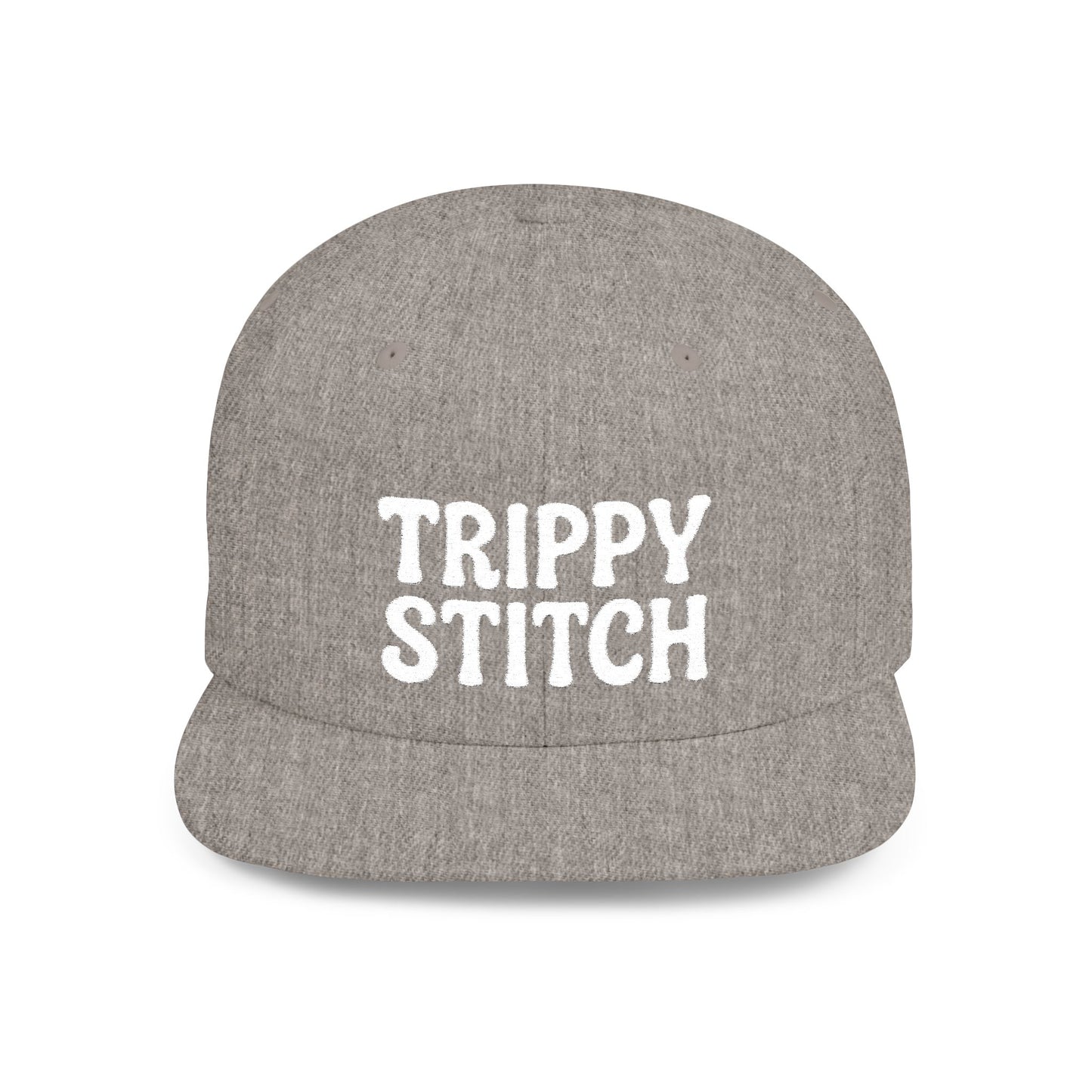 Trippy Stitch ALL WHITE FONT Flat Bill Snapback