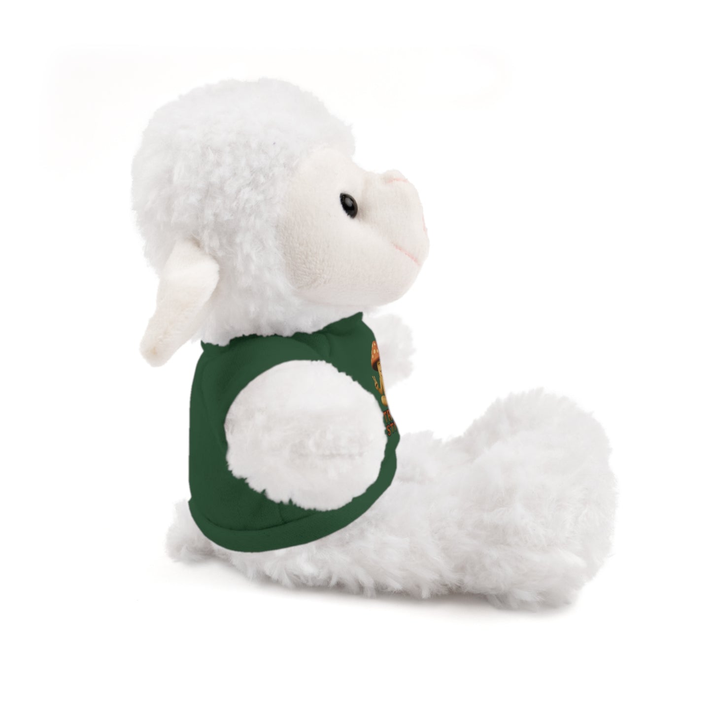 Stuffed Animal with Mani the Mushroom Tee, Cute Plush Toy, Gift for Kids, Personalized Stuffed Bear, Birthday Present, Relaxation Buddy