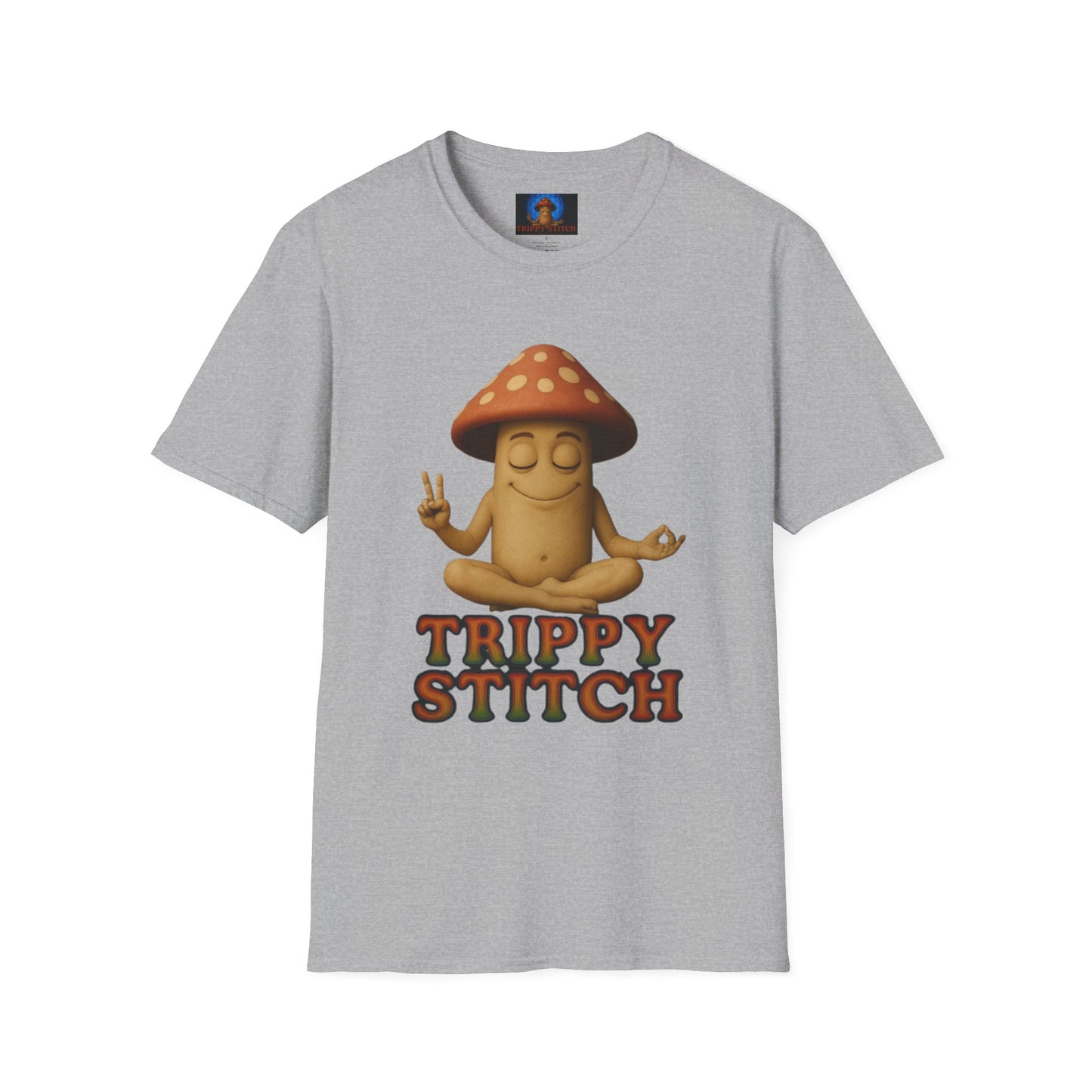 Mani the Mushroom T-Shirt - Unisex Softstyle Tee, Casual Humor Gift, Mindfulness Apparel, Trendy Streetwear, Unique Relaxed Wear
