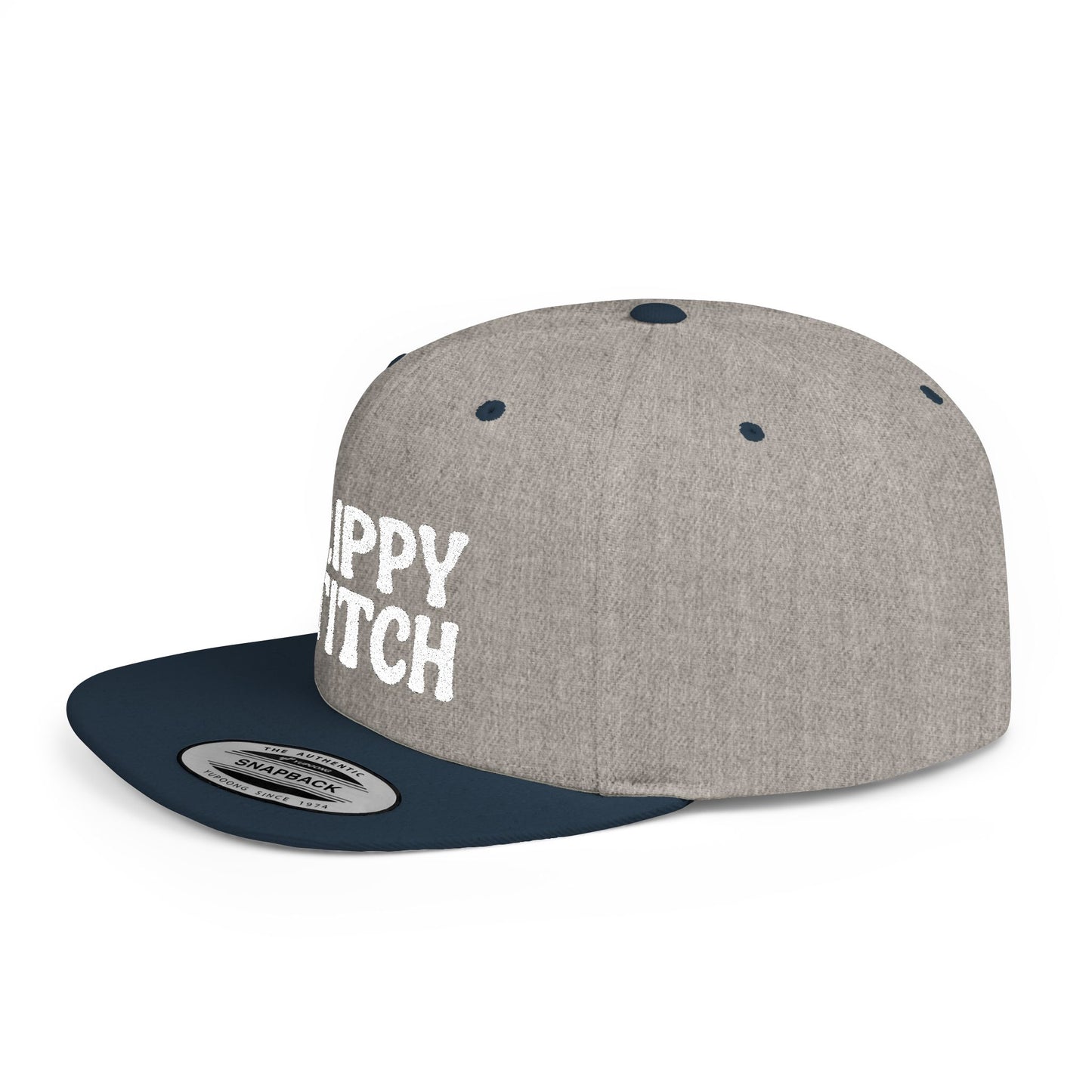 Trippy Stitch ALL WHITE FONT Flat Bill Snapback
