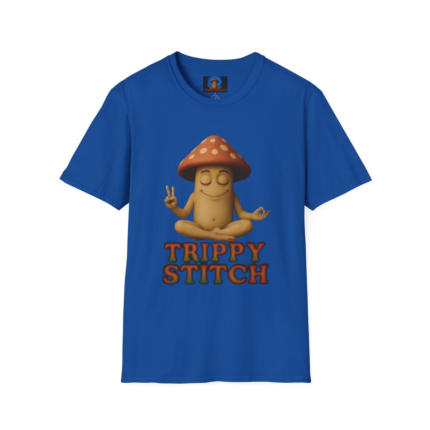 Mani the Mushroom T-Shirt - Unisex Softstyle Tee, Casual Humor Gift, Mindfulness Apparel, Trendy Streetwear, Unique Relaxed Wear