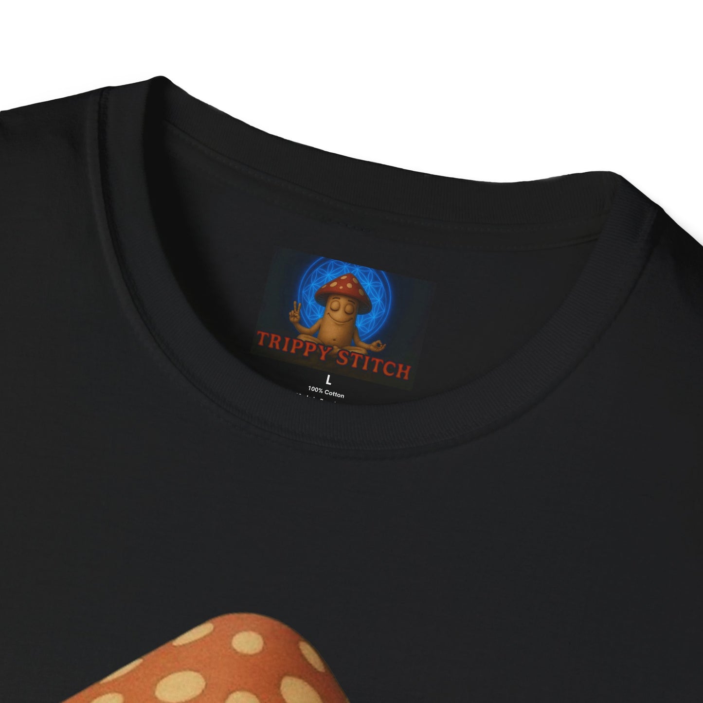 Mani the Mushroom T-Shirt - Unisex Softstyle Tee, Casual Humor Gift, Mindfulness Apparel, Trendy Streetwear, Unique Relaxed Wear