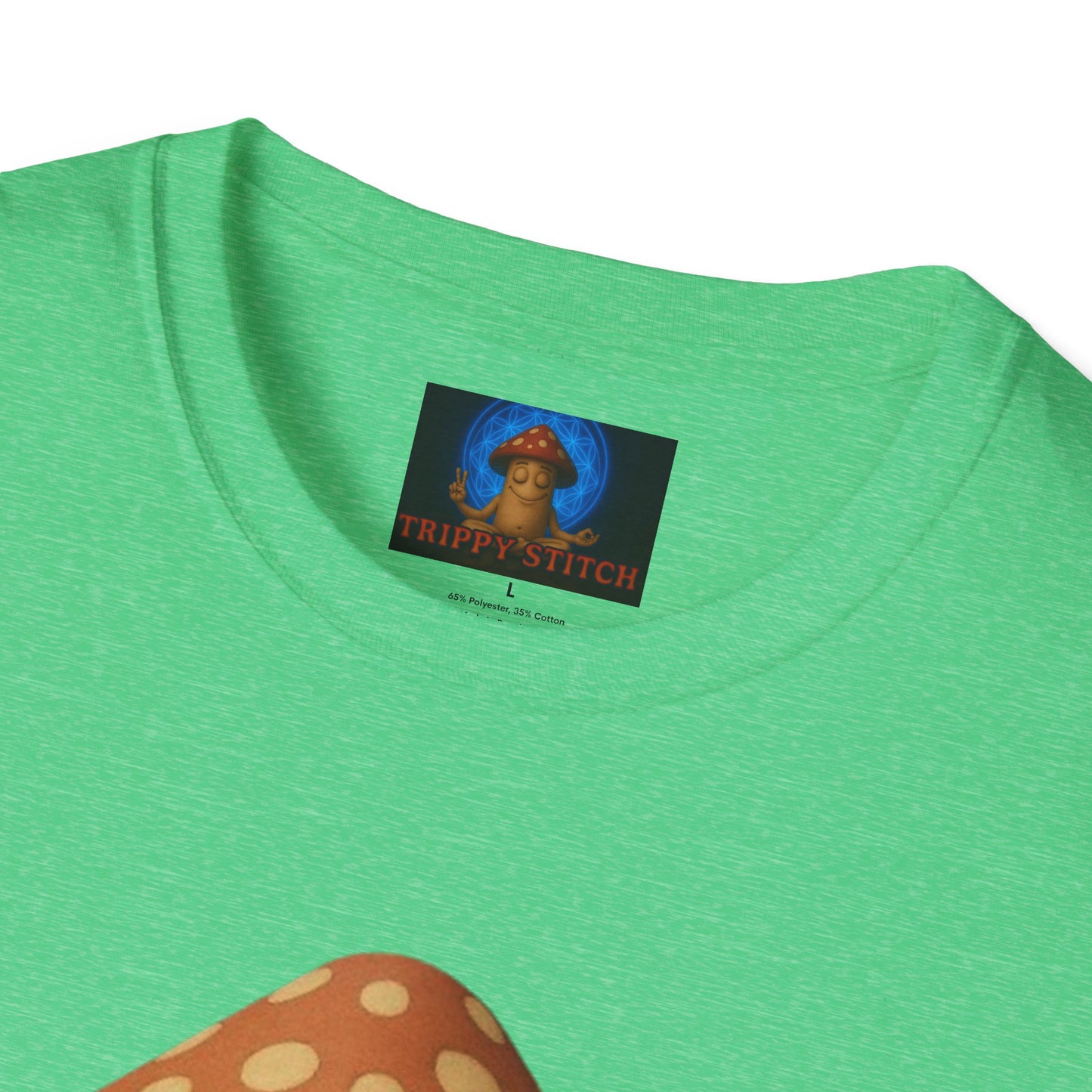 Mani the Mushroom T-Shirt - Unisex Softstyle Tee, Casual Humor Gift, Mindfulness Apparel, Trendy Streetwear, Unique Relaxed Wear